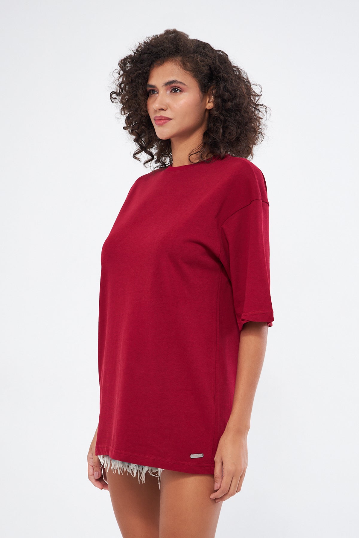 Mesfeno Women's Basic Oversize Thick Fabric T-Shirt