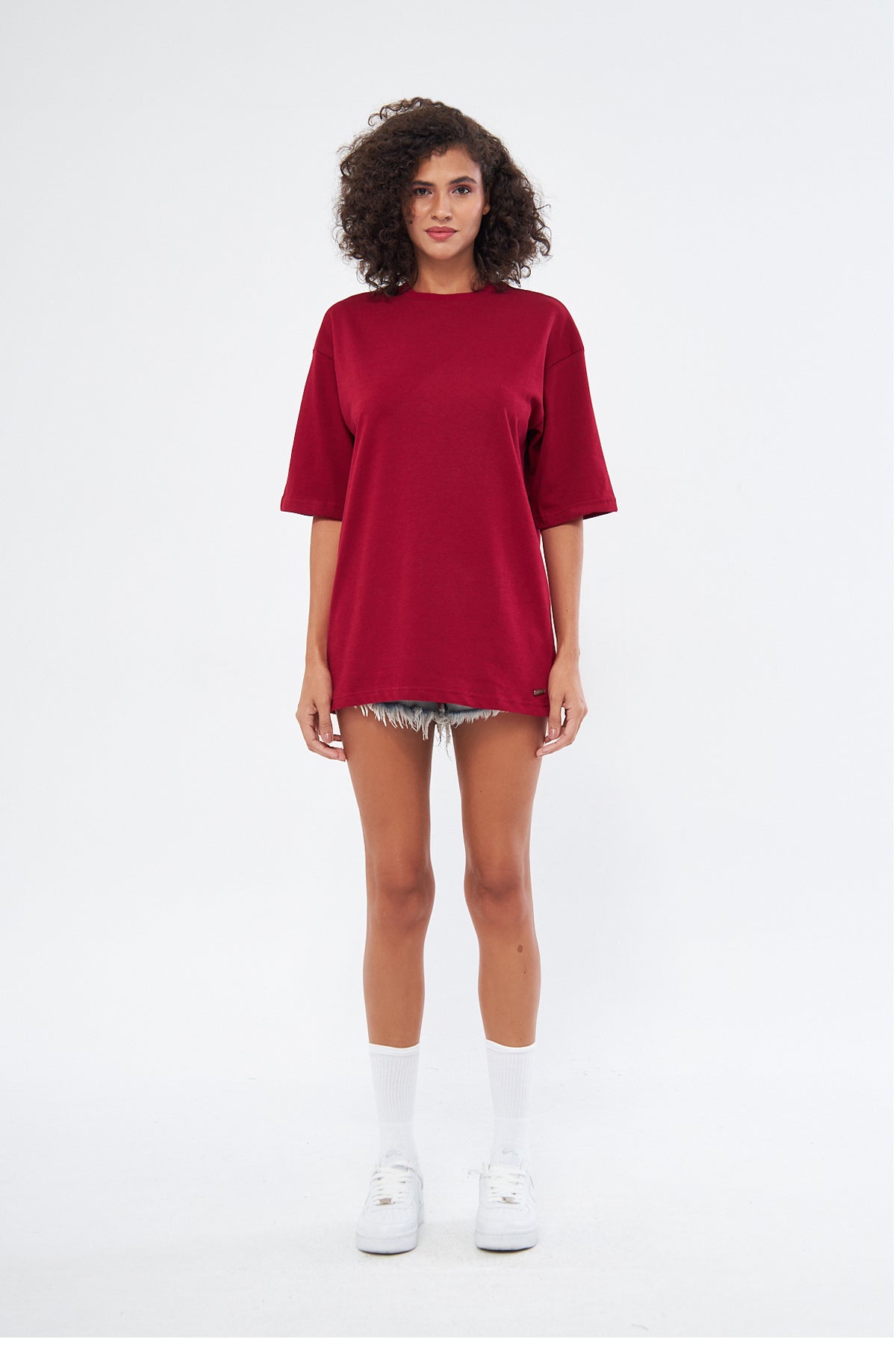 Mesfeno Women's Basic Oversize Thick Fabric T-Shirt