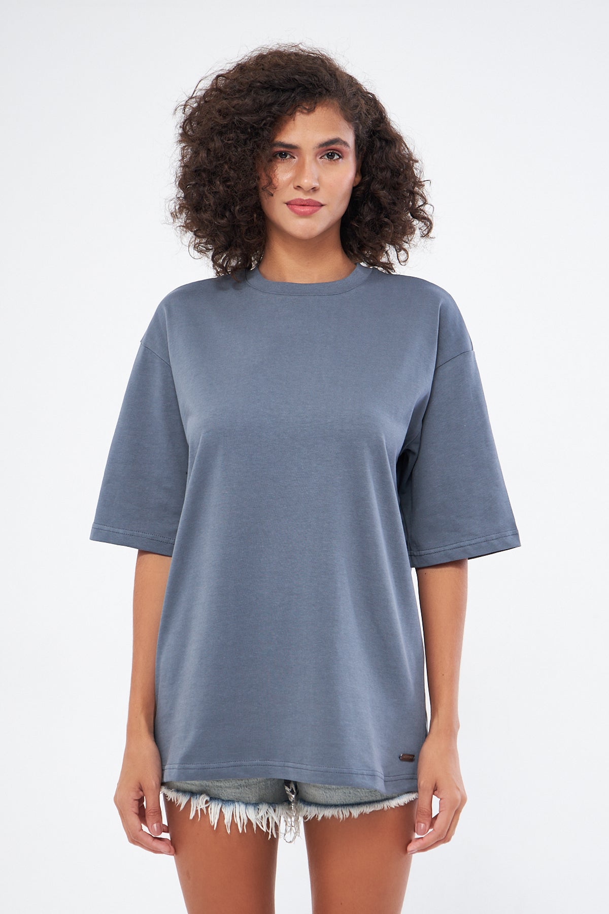Mesfeno Women's Basic Oversize Thick Fabric T-Shirt