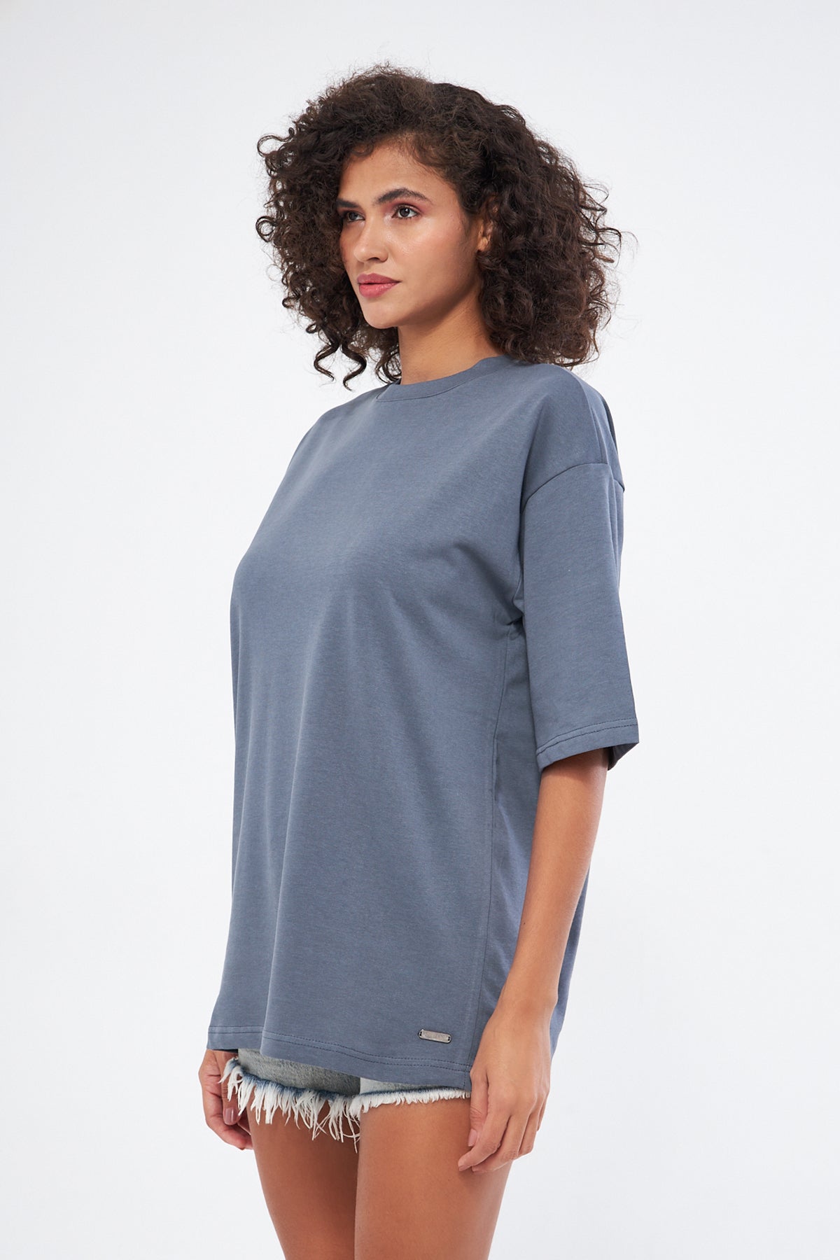 Mesfeno Women's Basic Oversize Thick Fabric T-Shirt
