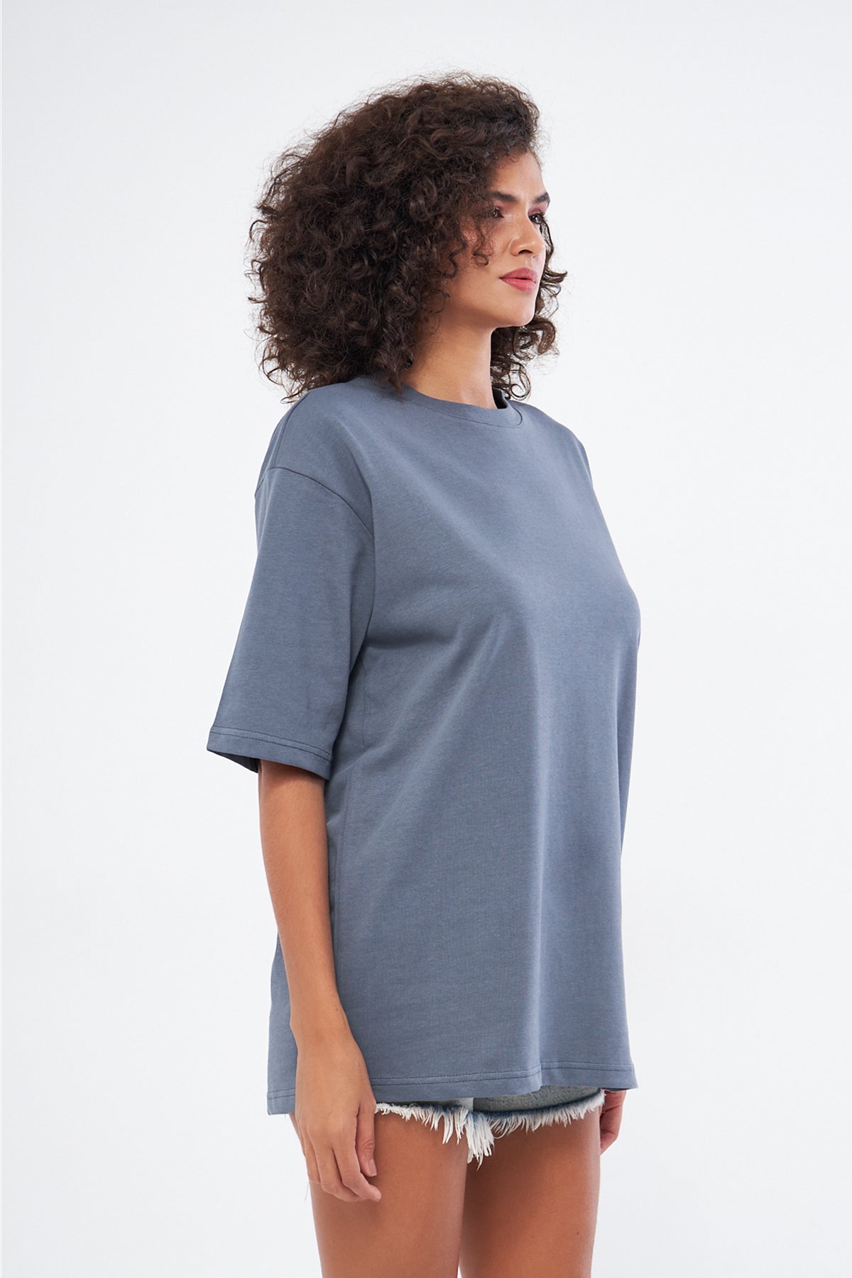 Mesfeno Women's Basic Oversize Thick Fabric T-Shirt