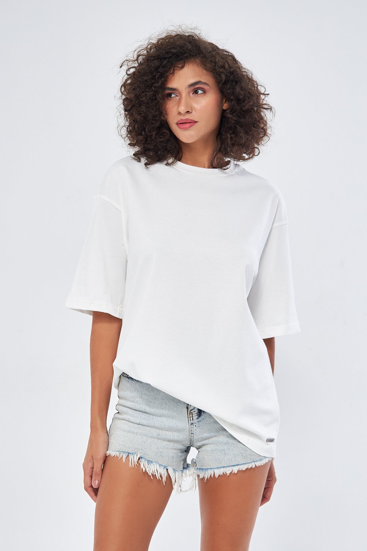 Mesfeno Women's Basic Oversize Thick Fabric T-Shirt