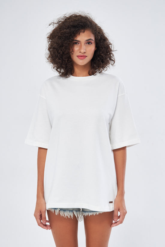 Mesfeno Women's Basic Oversize Thick Fabric T-Shirt