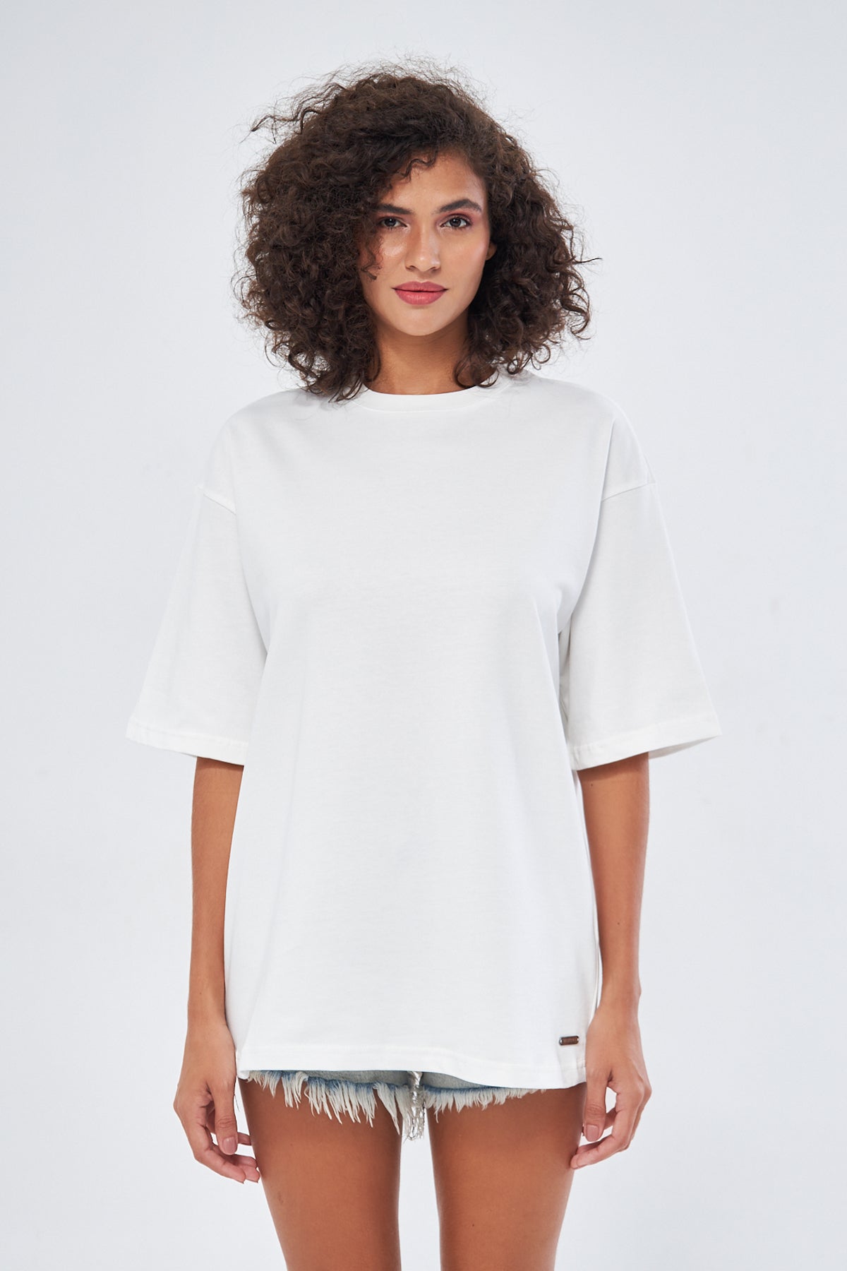 Mesfeno Women's Basic Oversize Thick Fabric T-Shirt