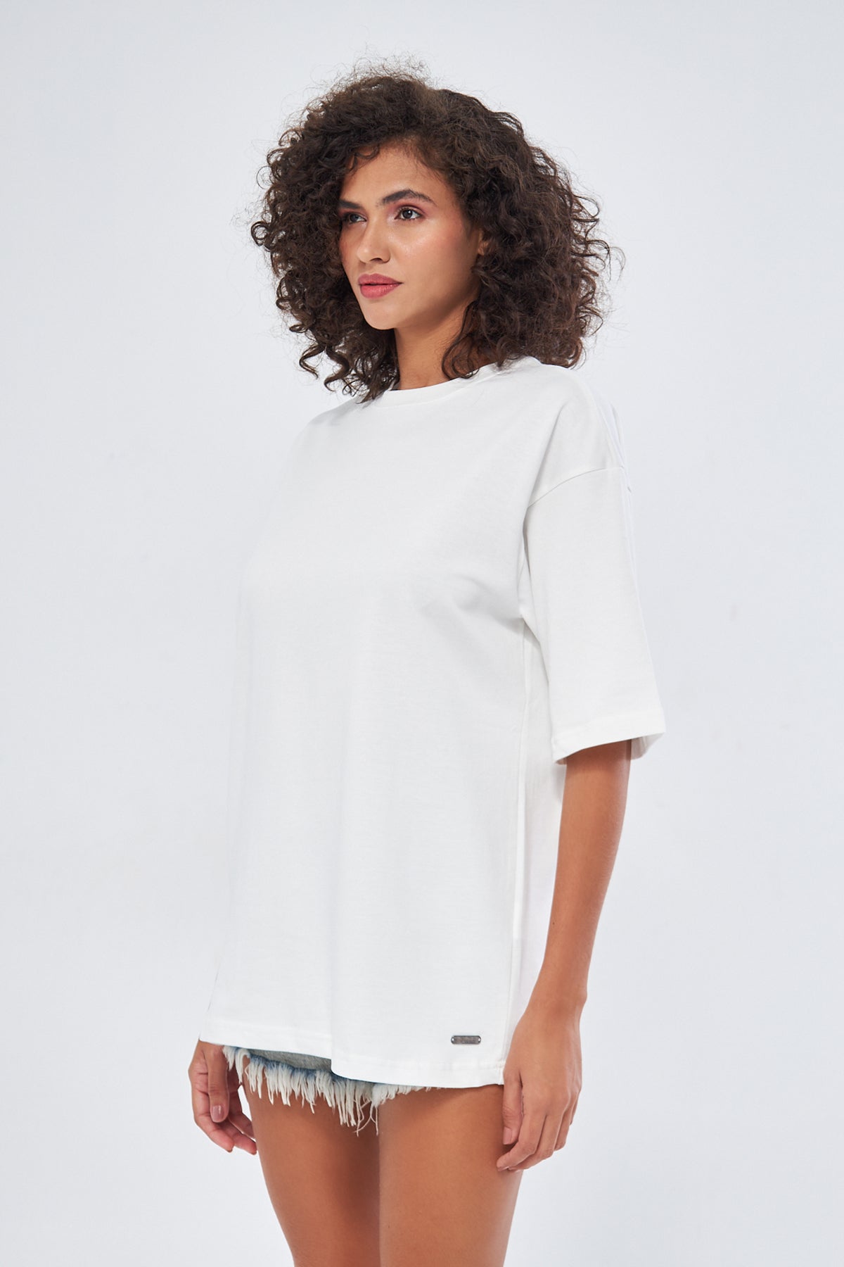 Mesfeno Women's Basic Oversize Thick Fabric T-Shirt
