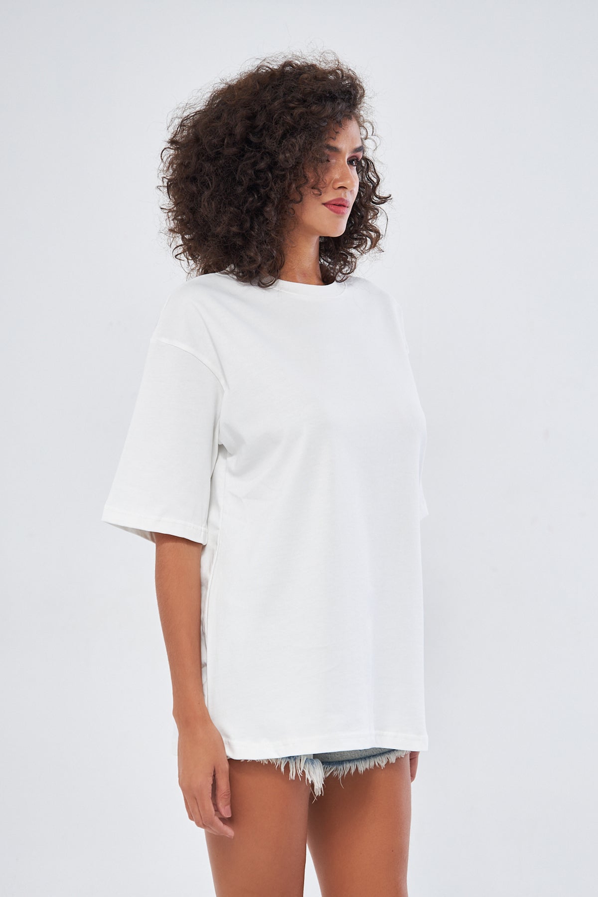 Mesfeno Women's Basic Oversize Thick Fabric T-Shirt