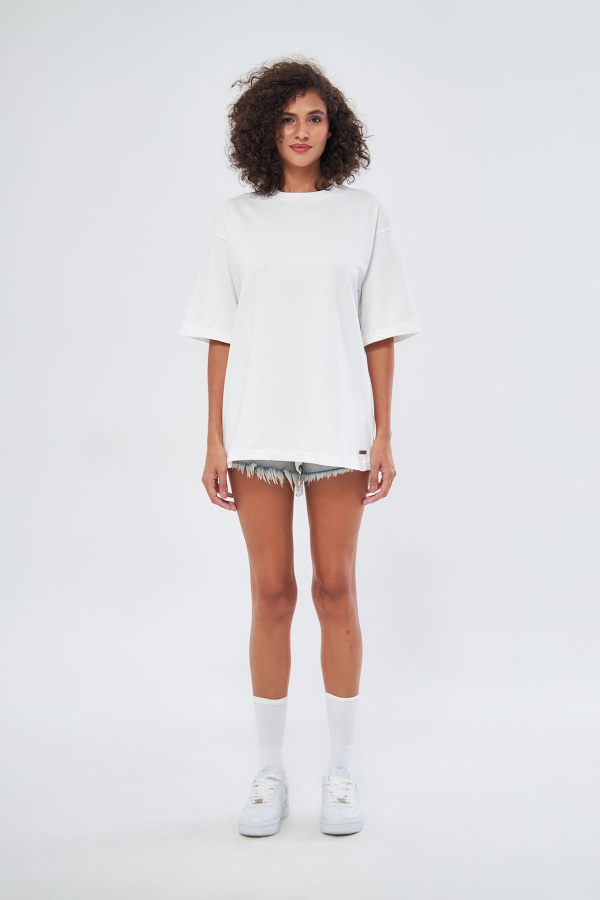 Mesfeno Women's Basic Oversize Thick Fabric T-Shirt