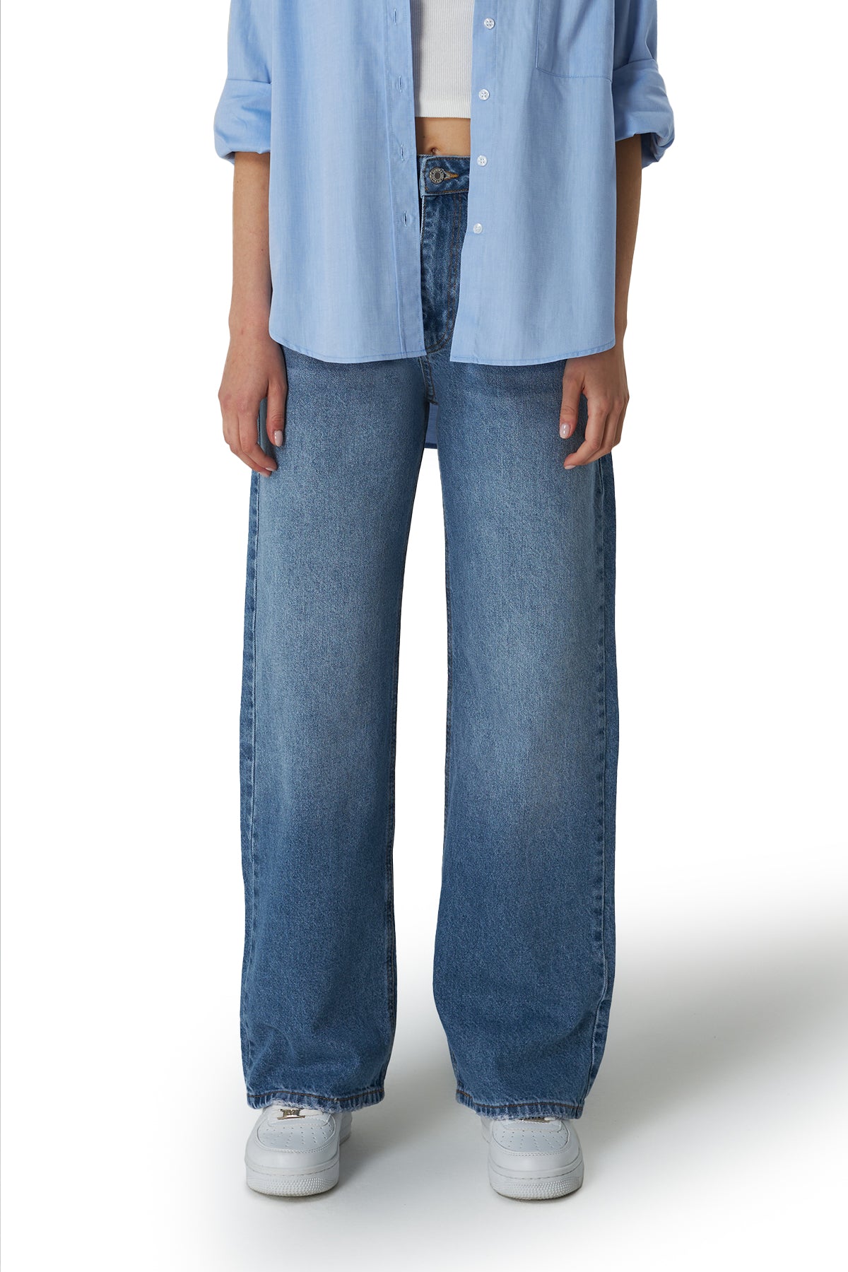 Mesfeno Palazzo Women's Pants Denim Fabri