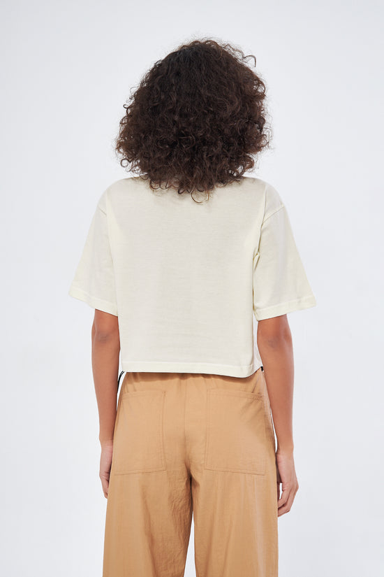 Mesfeno Women's Basic Oversize Crop Polo Collar T-Shirt