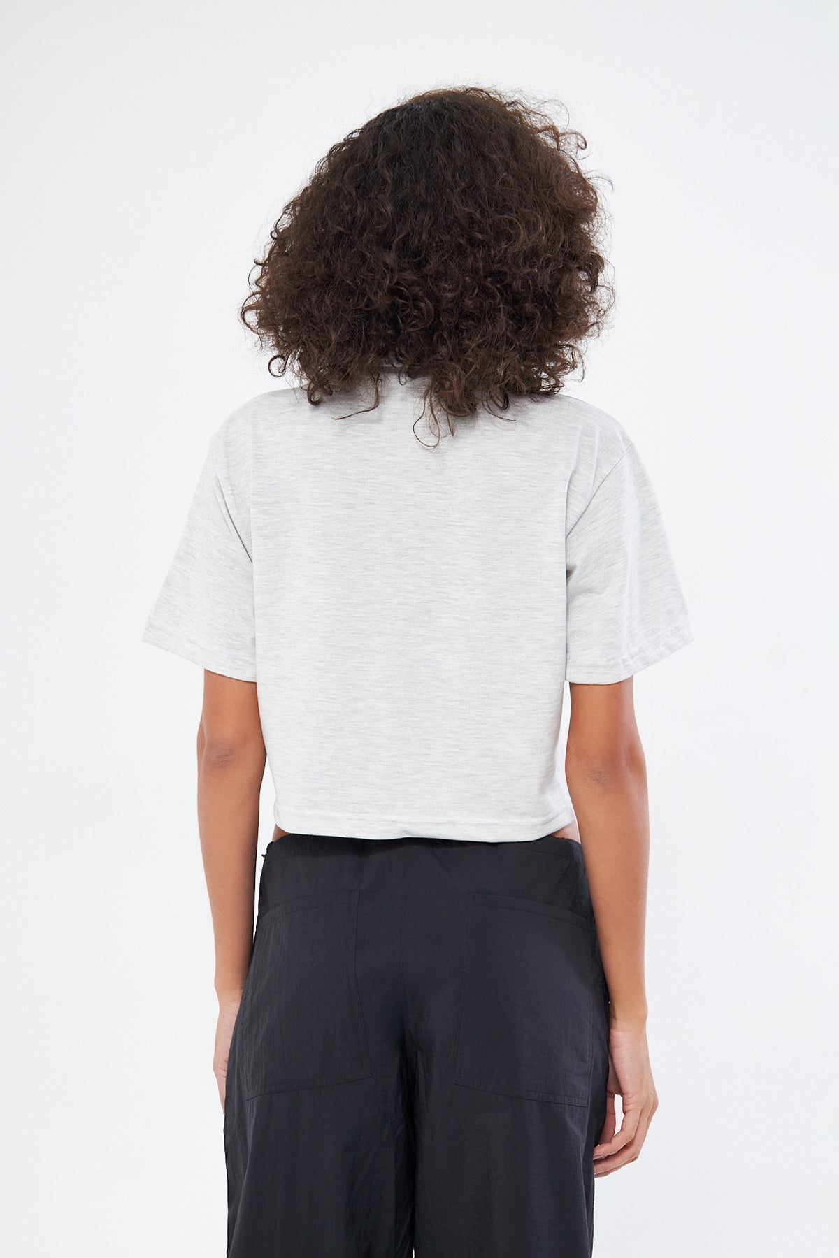 Mesfeno Women's Basic Oversize Crop Polo Collar T-Shirt
