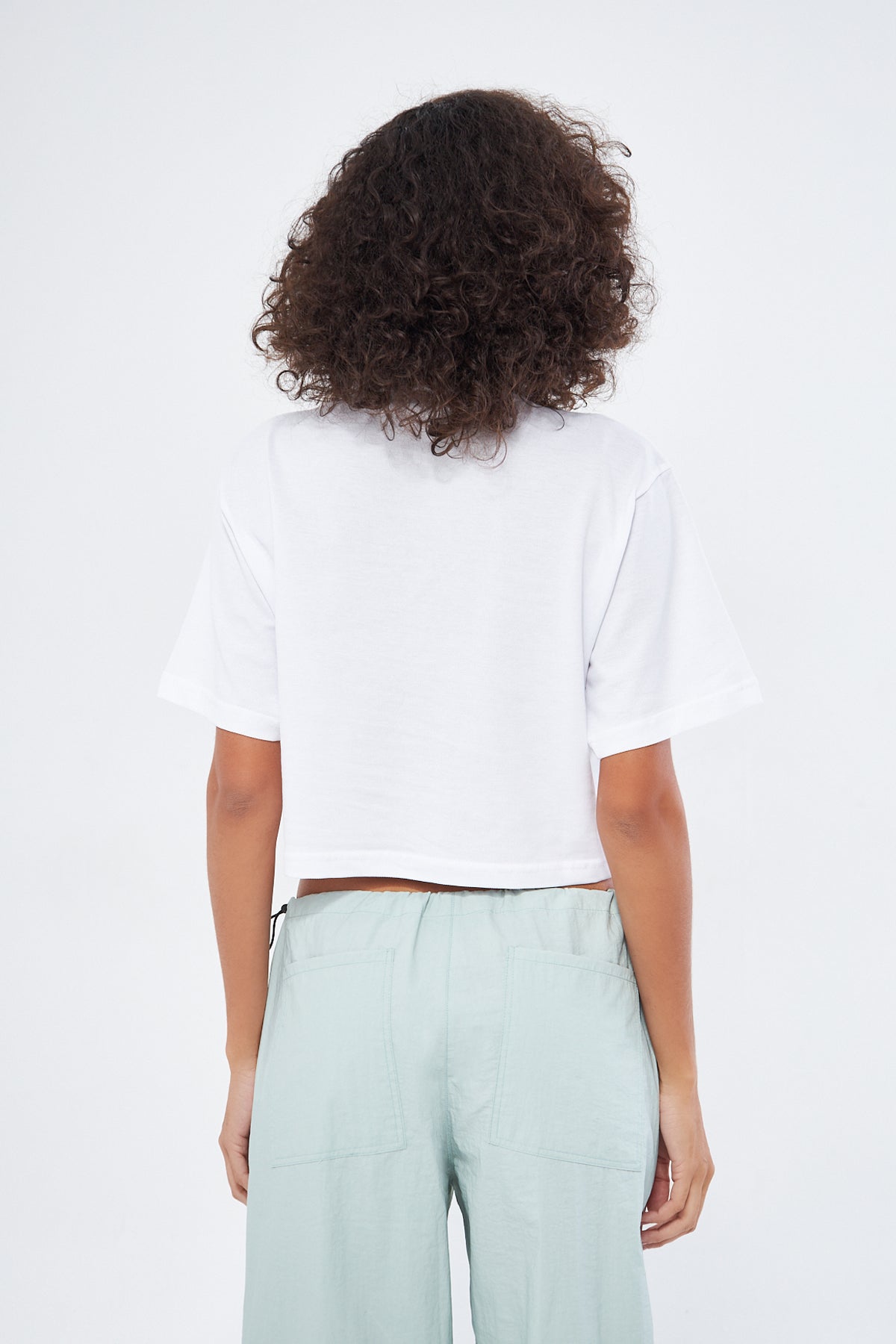 Mesfeno Women's Basic Oversize Crop Polo Collar T-Shirt