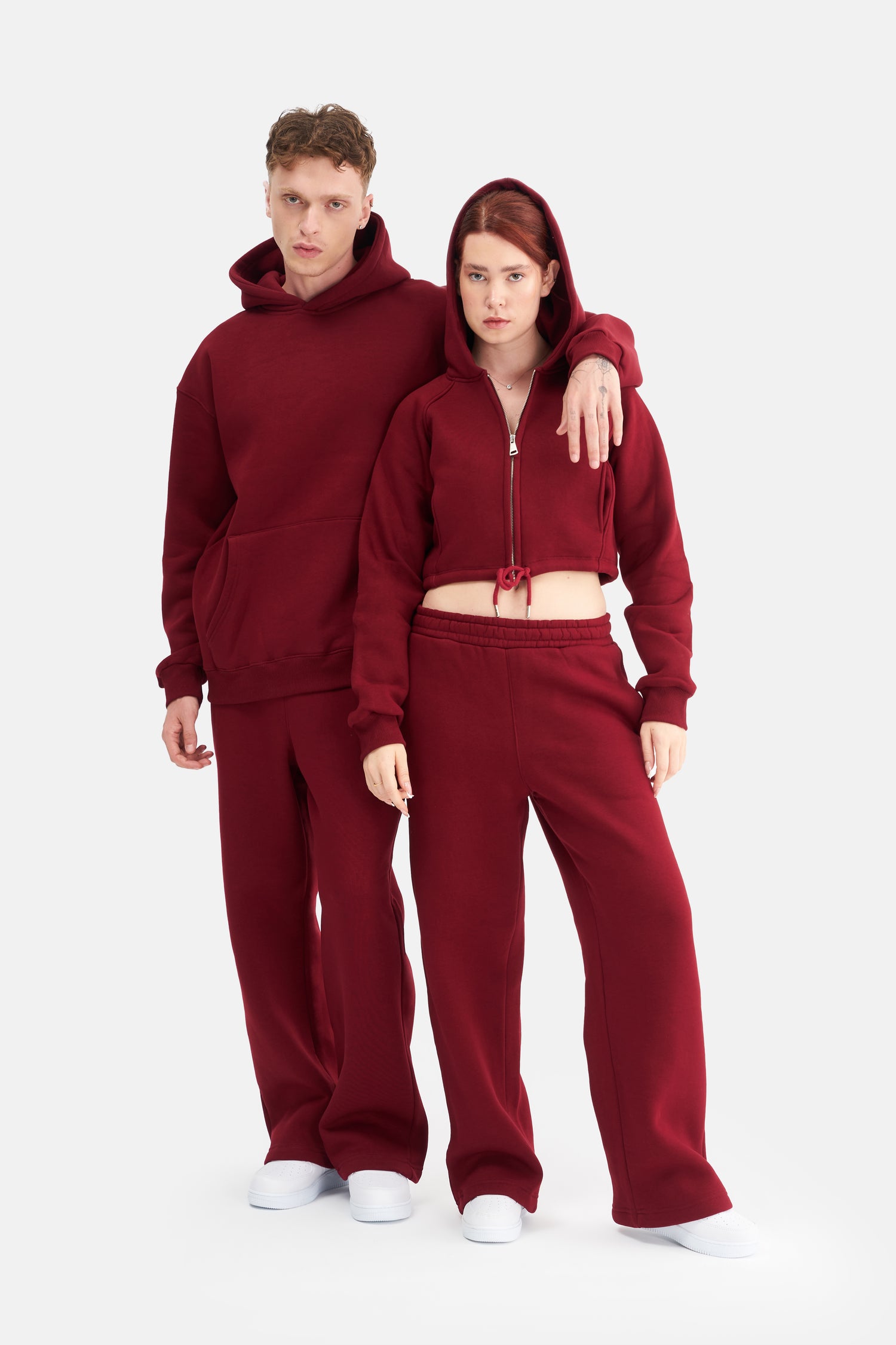 Women Zip-Up Hooded Crop Sweatshirt