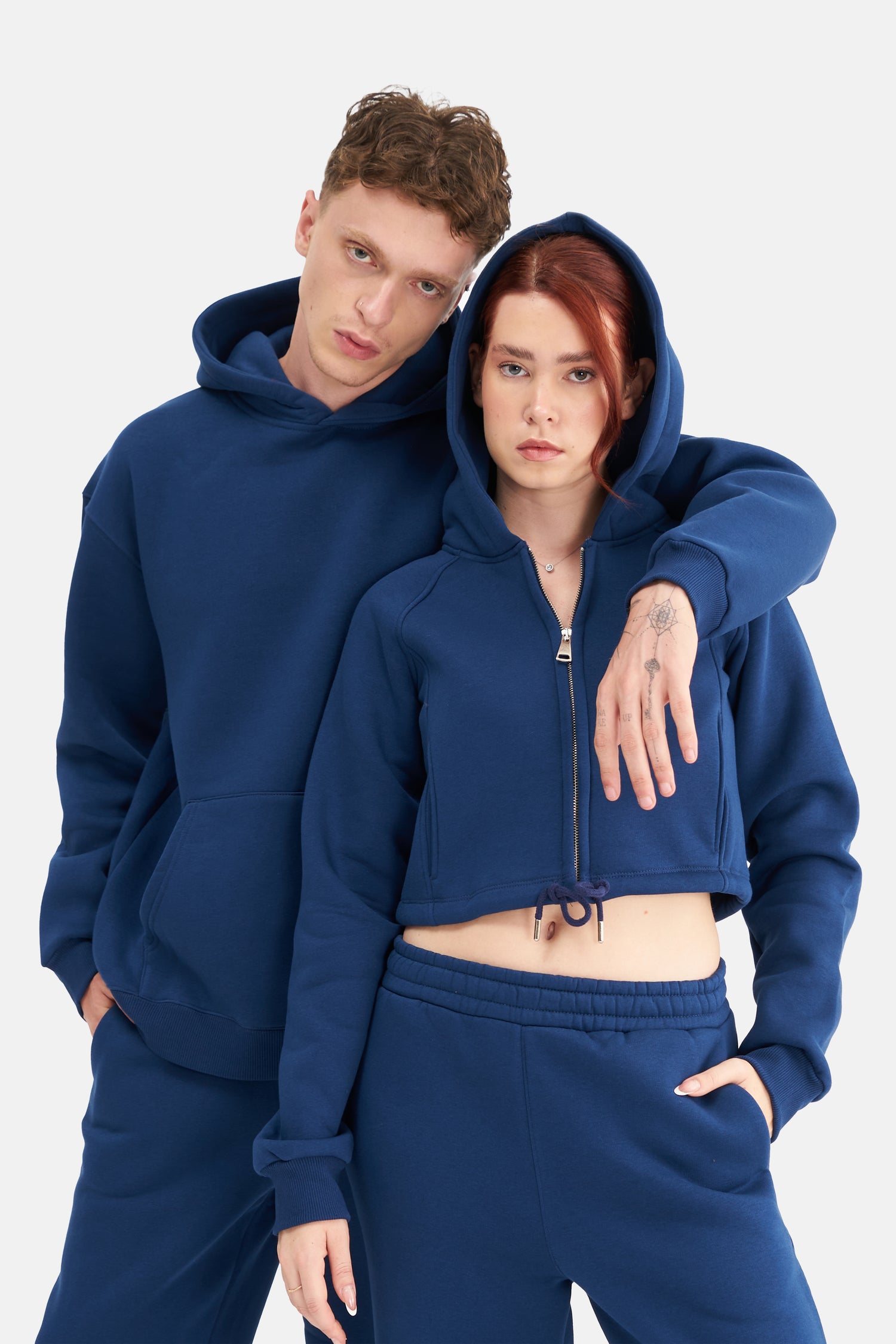 Women Zip-Up Hooded Crop Sweatshirt