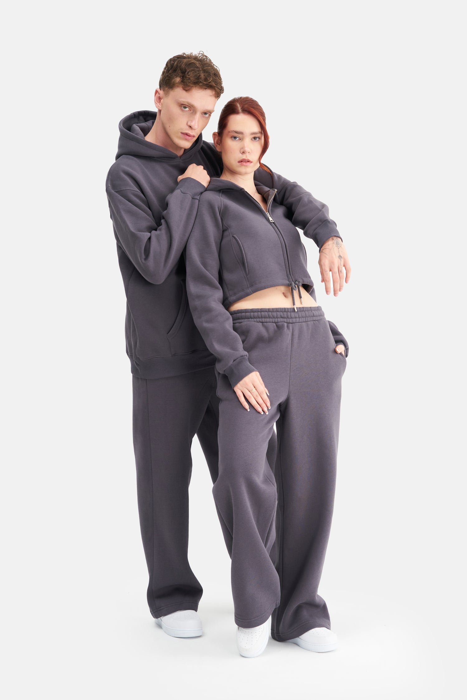 Women Zip-Up Hooded Crop Sweatshirt