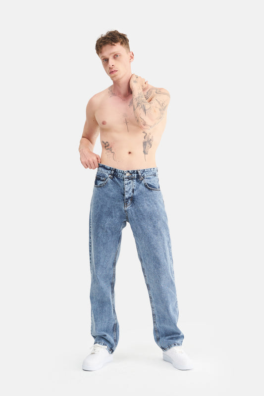 Mesfeno Men's Basic Baggy Loose Fit Denim Pants
