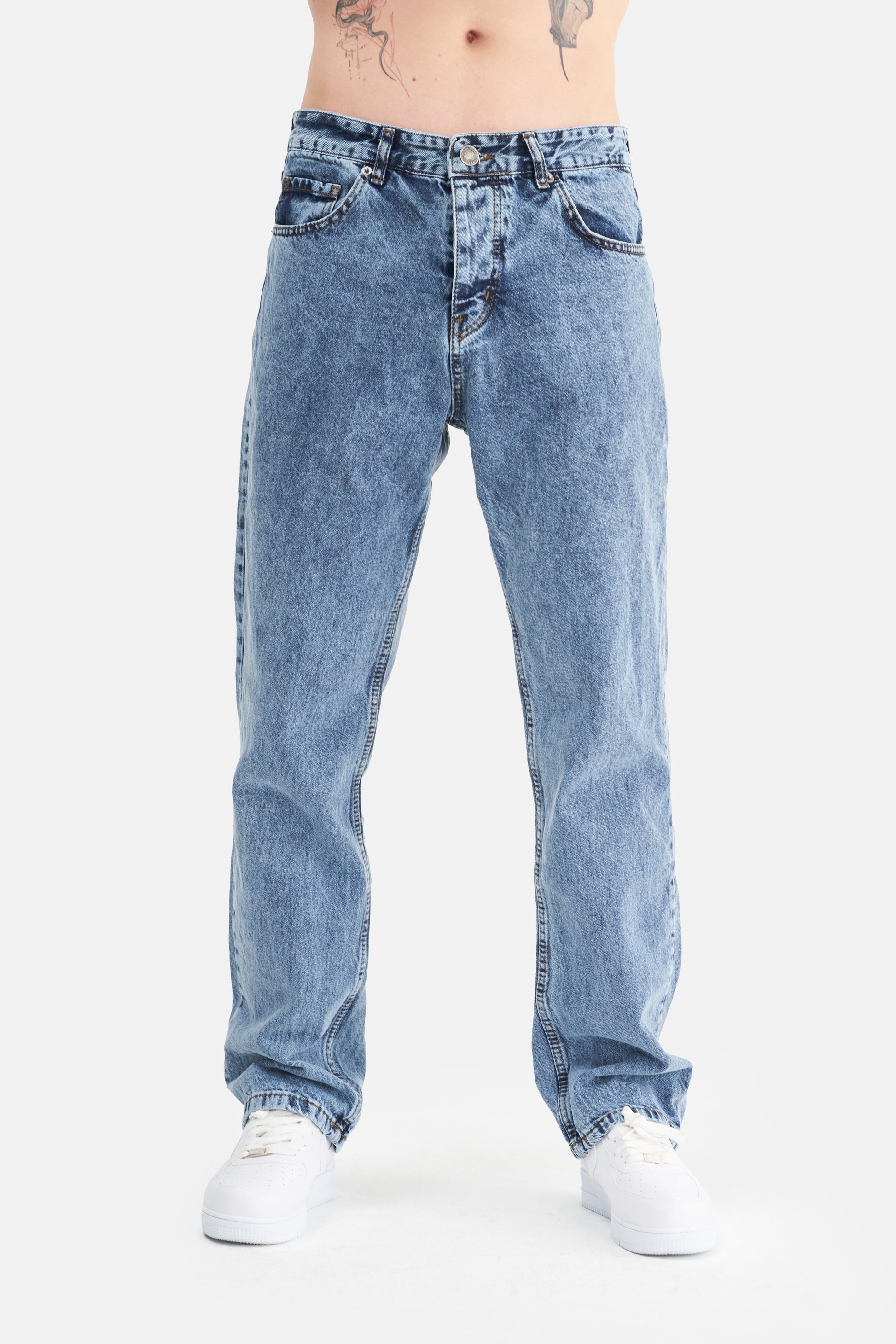 Mesfeno Men's Basic Baggy Loose Fit Denim Pants