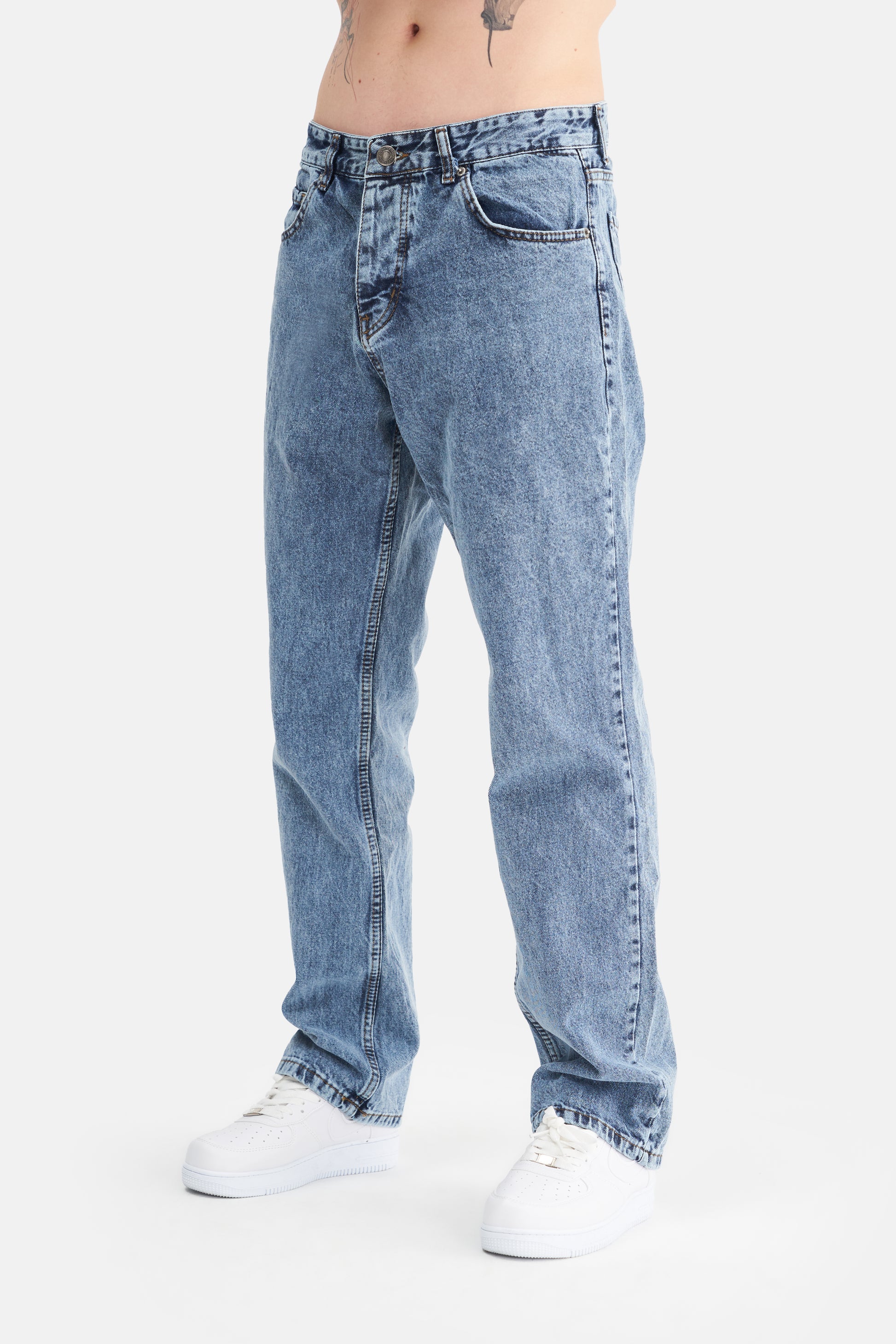 Mesfeno Men's Basic Baggy Loose Fit Denim Pants