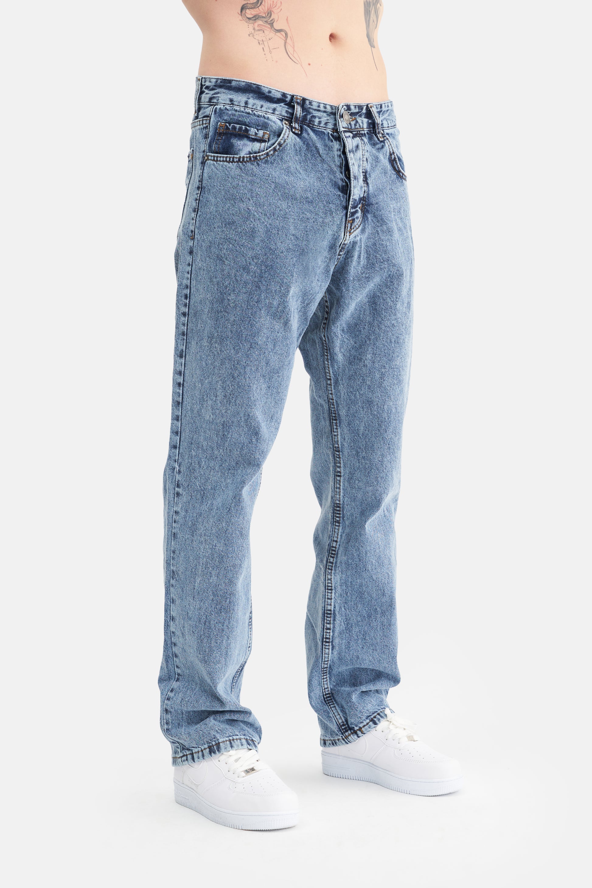 Mesfeno Men's Basic Baggy Loose Fit Denim Pants