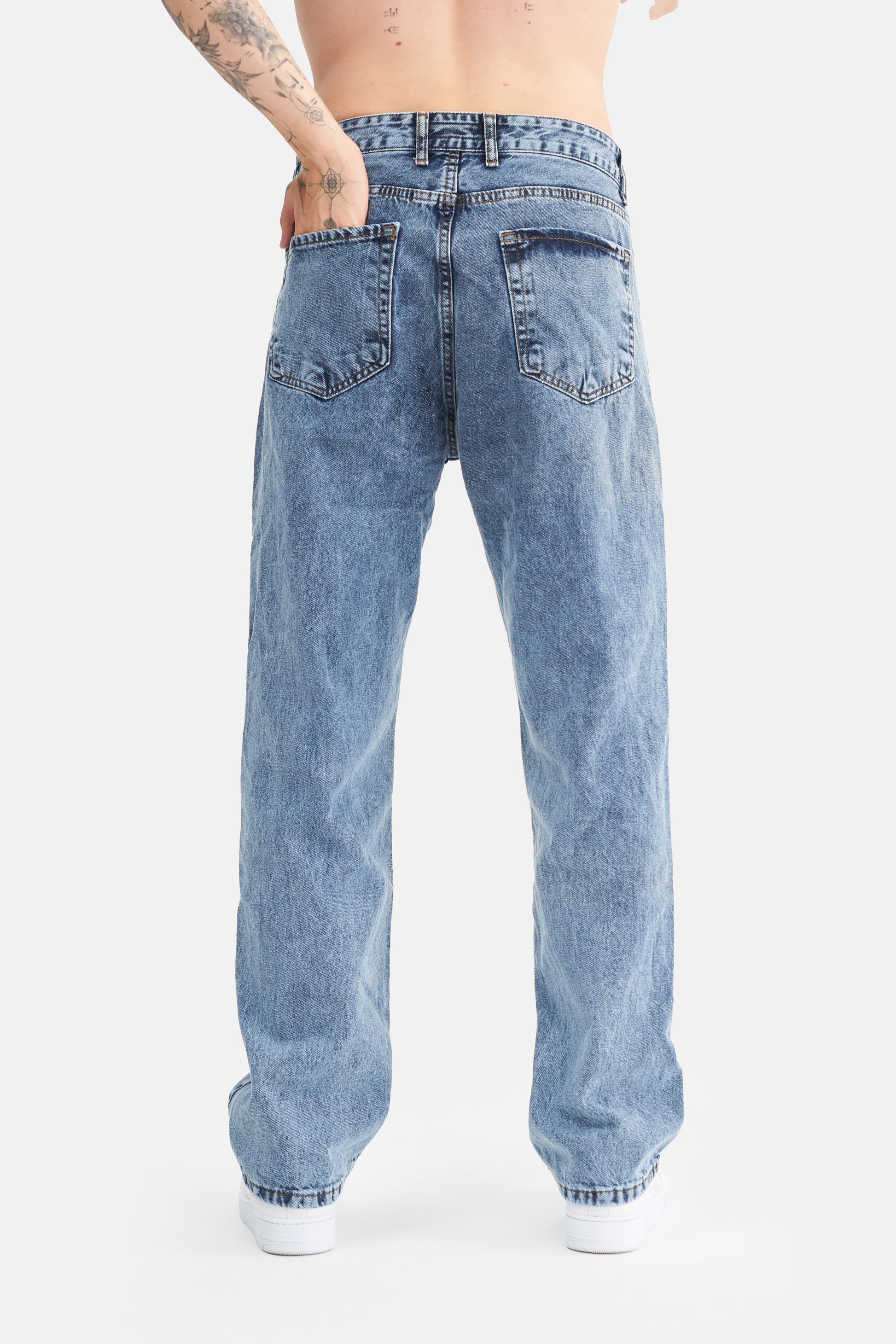 Mesfeno Men's Basic Baggy Loose Fit Denim Pants