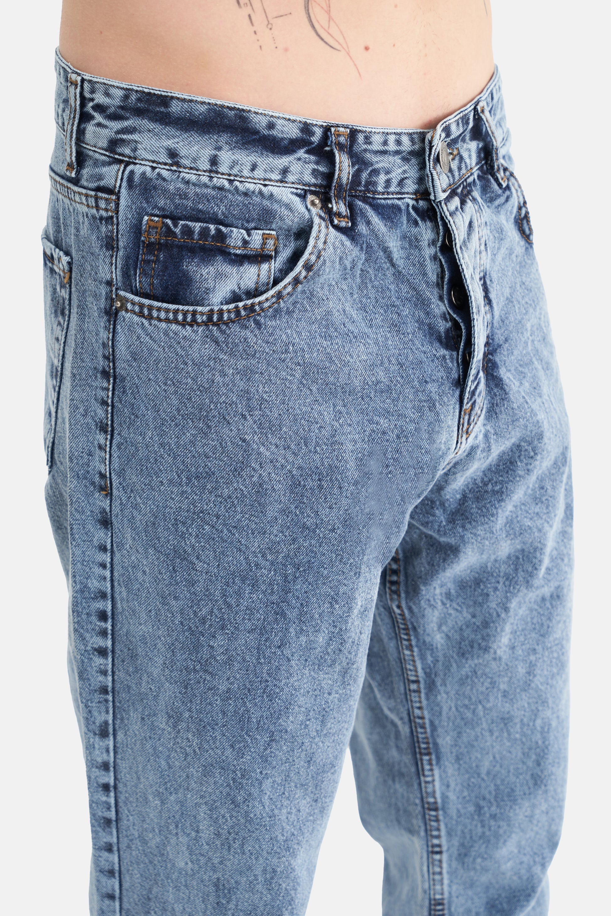 Mesfeno Men's Basic Baggy Loose Fit Denim Pants