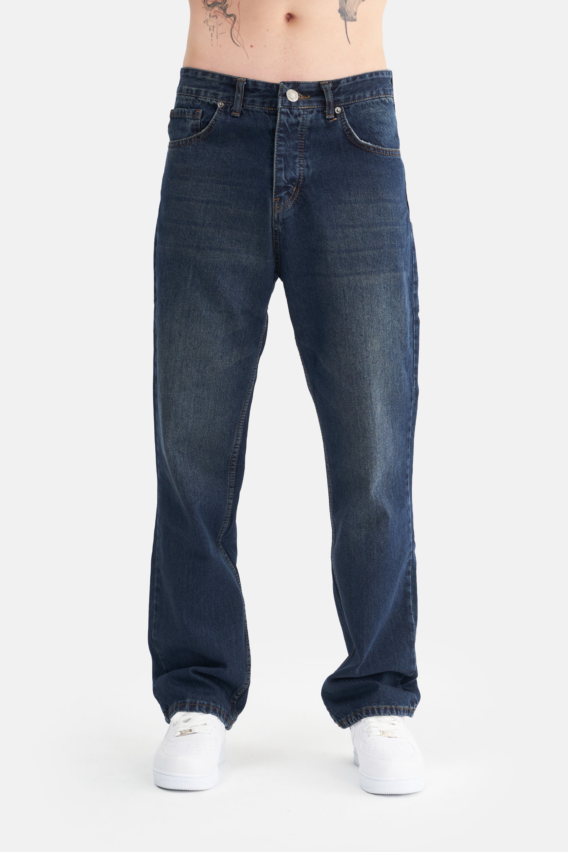Mesfeno Men's Basic Baggy Loose Fit Denim Pants