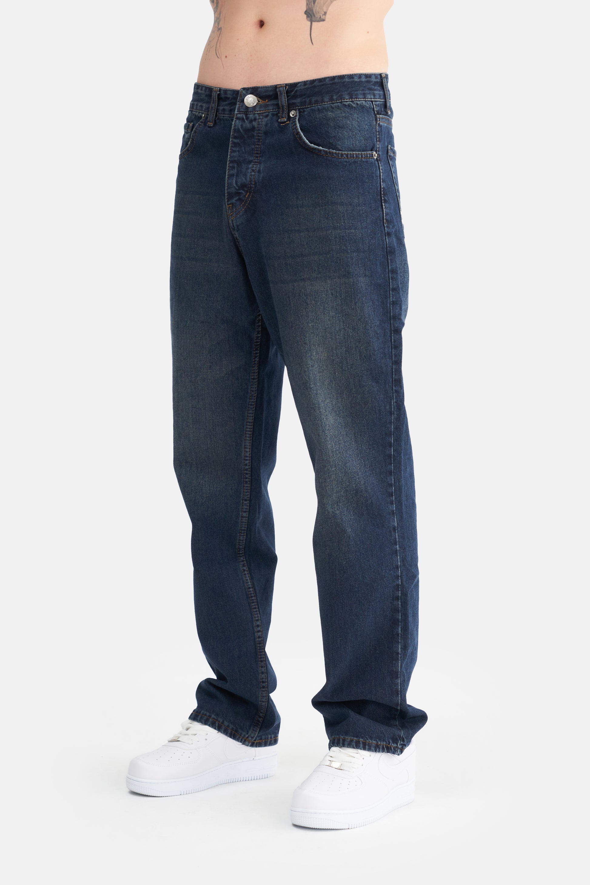Mesfeno Men's Basic Baggy Loose Fit Denim Pants