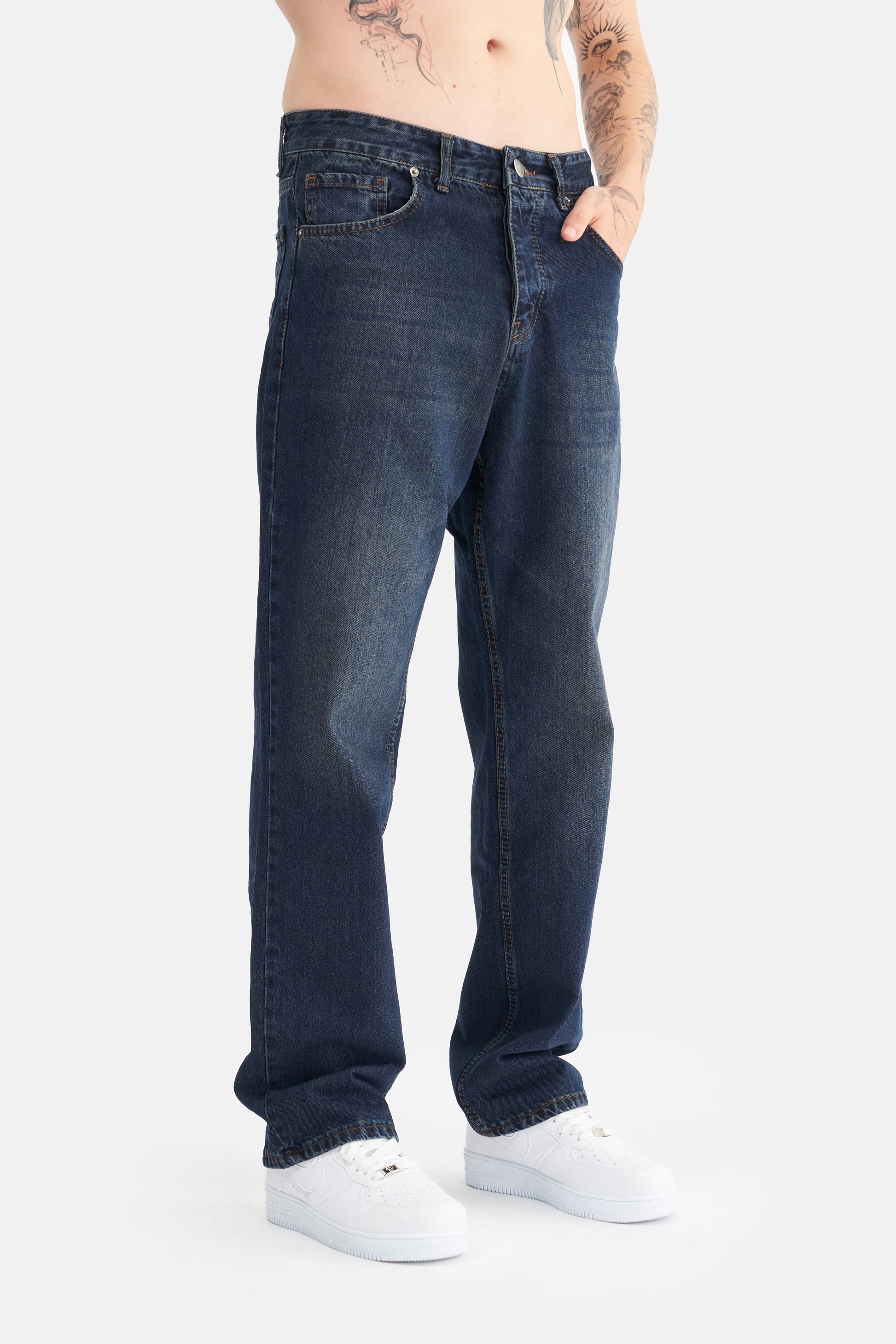 Mesfeno Men's Basic Baggy Loose Fit Denim Pants