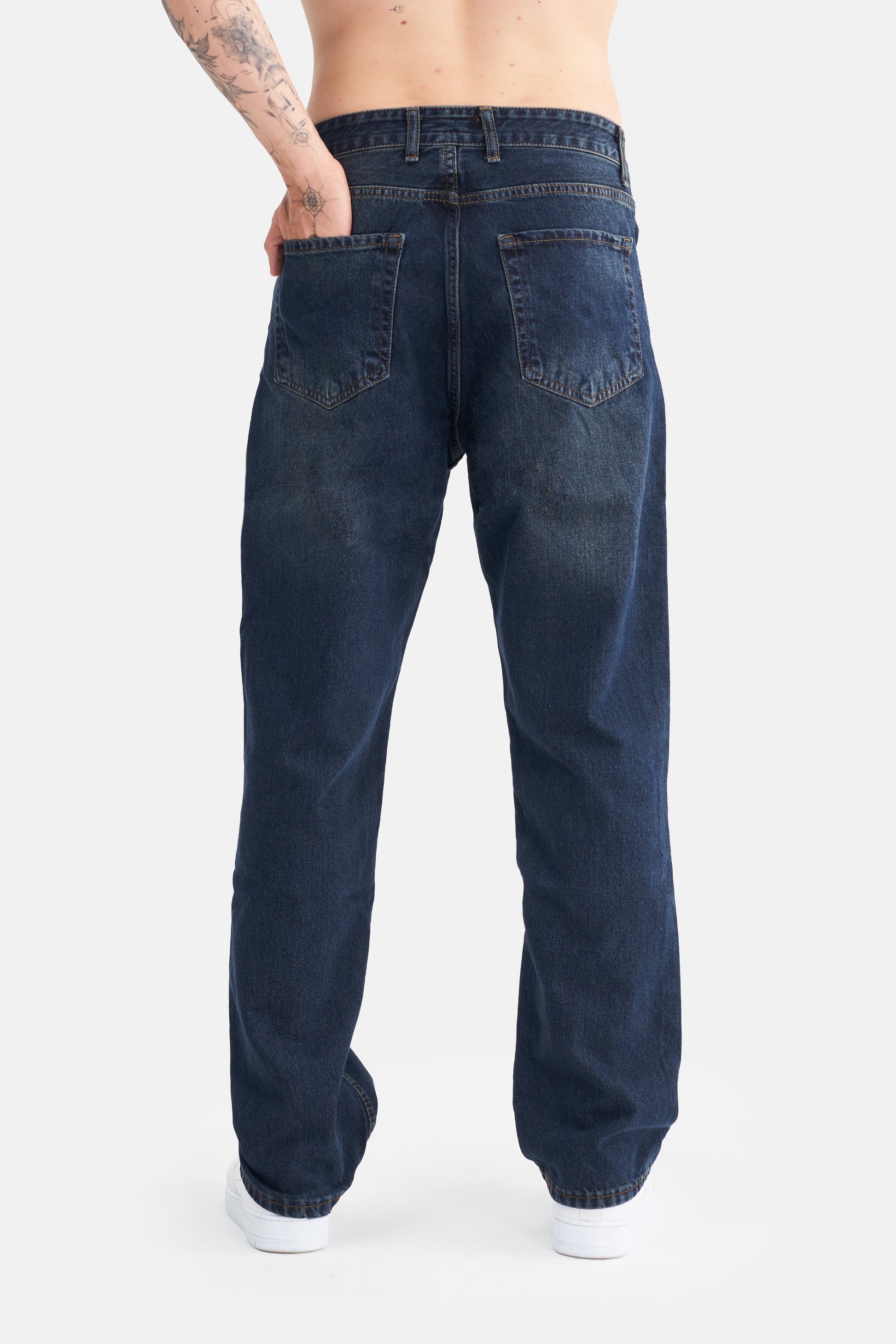 Mesfeno Men's Basic Baggy Loose Fit Denim Pants