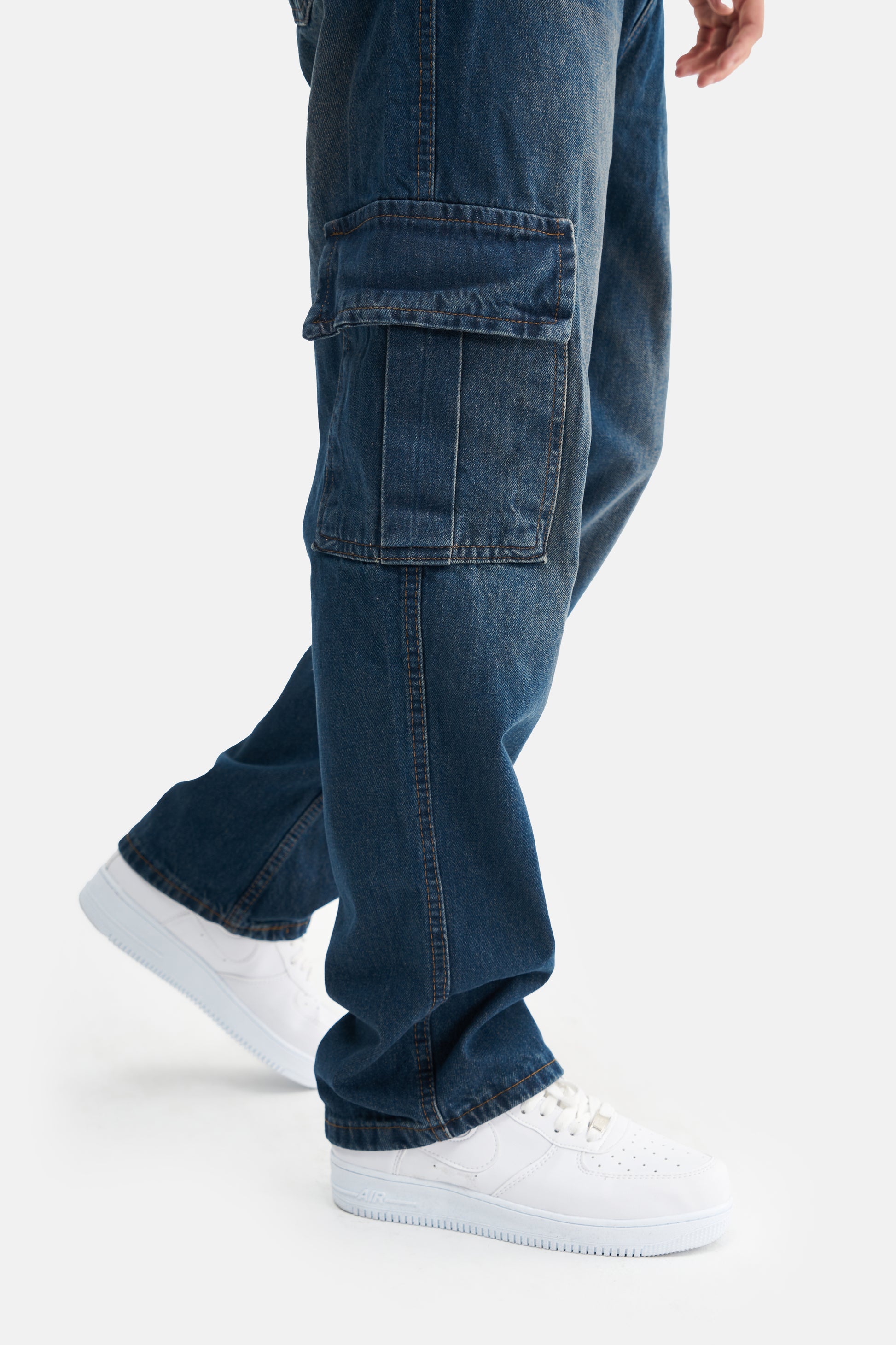 Mesfeno Men's Cargo Pocket Baggy Loose Fit Denim Pants