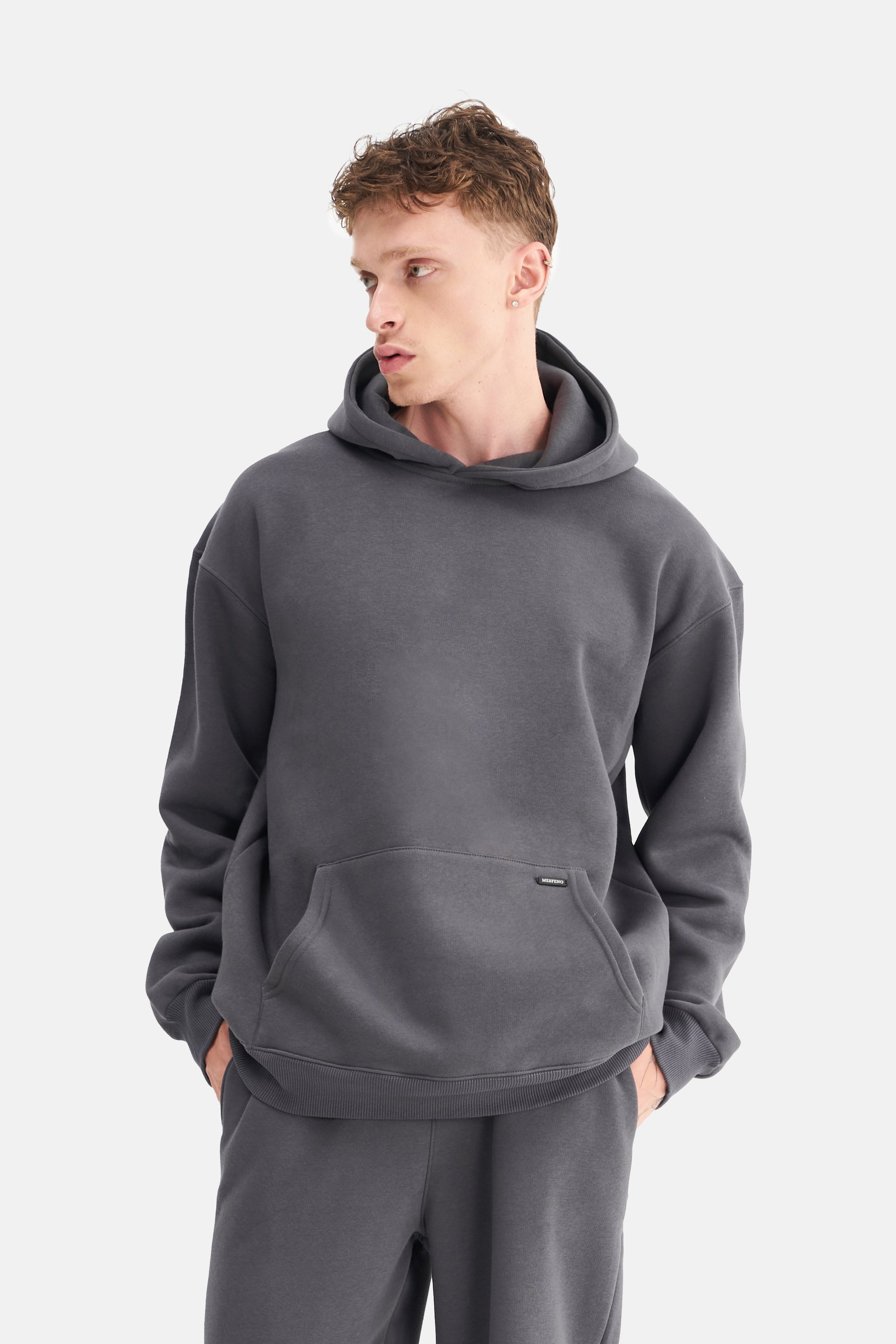 Mesfeno Men's Oversized Washed Fleece 3-Thread Hoodie