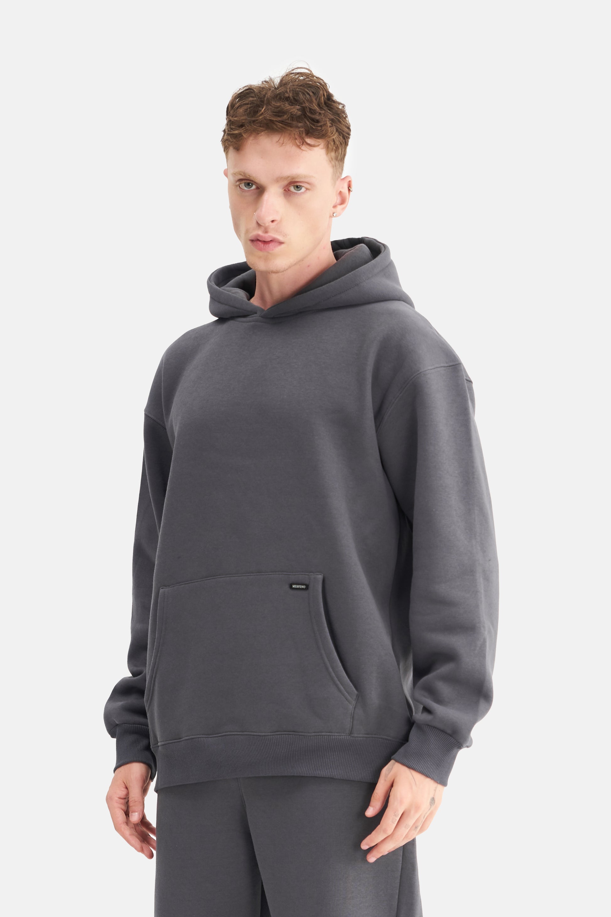 Mesfeno Men's Oversized Washed Fleece 3-Thread Hoodie