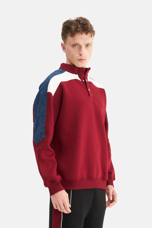 Mesfeno Men's Oversized Sweatshirt with Contrast Sleeve Detail
