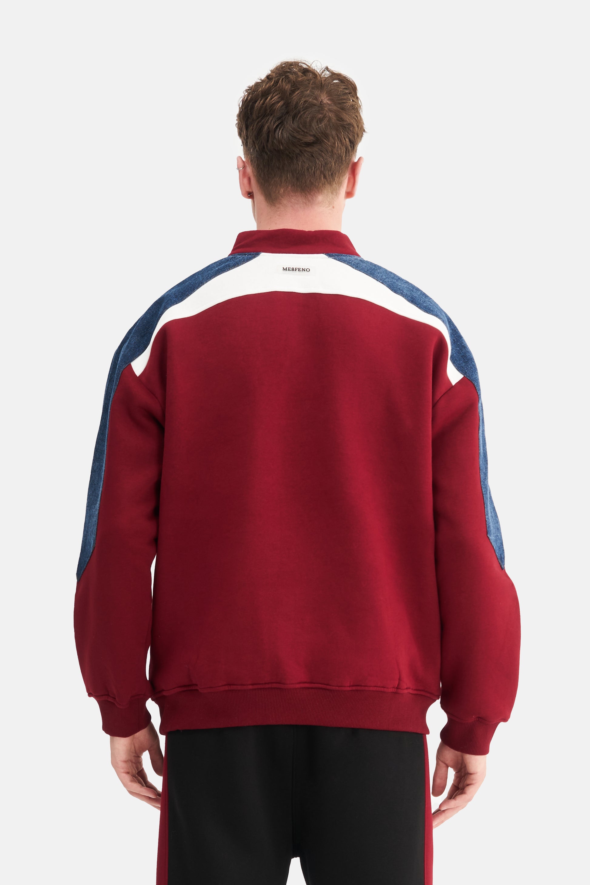 Mesfeno Men's Oversized Sweatshirt with Contrast Sleeve Detail