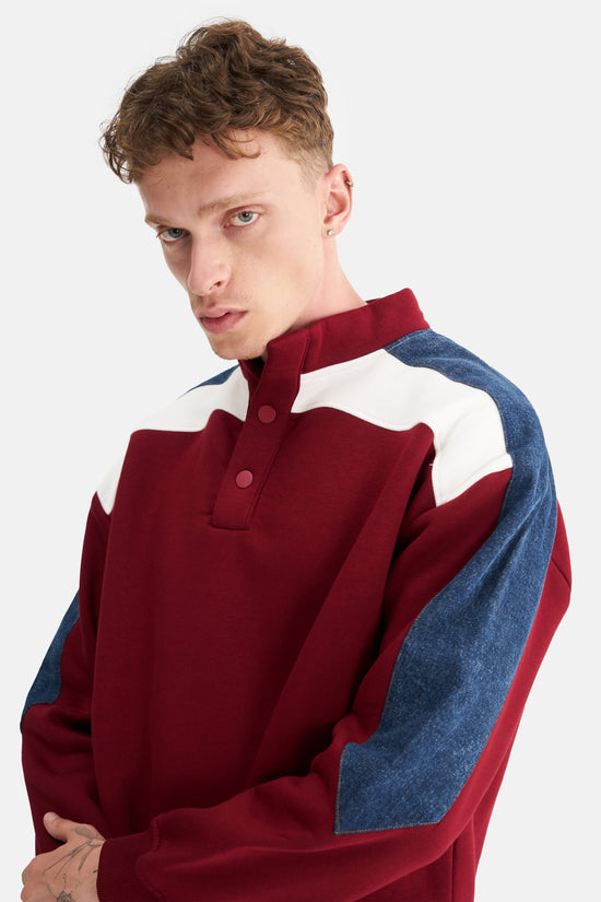 Mesfeno Men's Oversized Sweatshirt with Contrast Sleeve Detail
