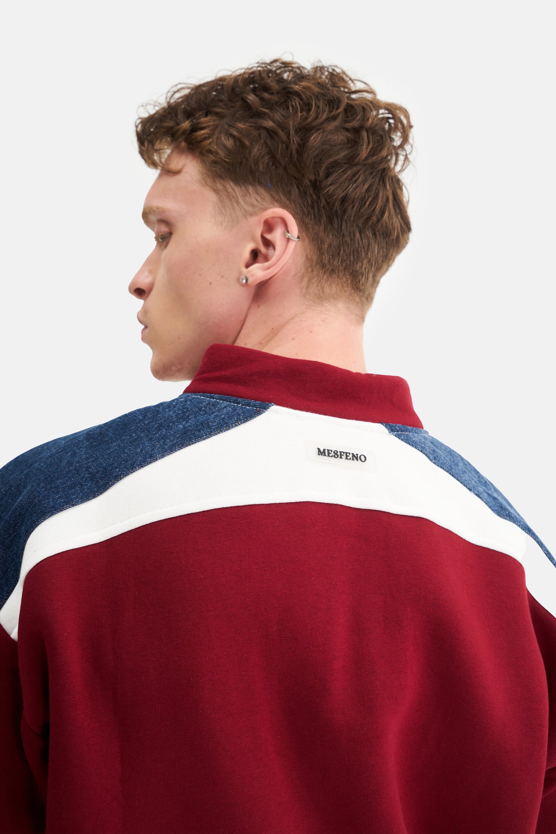 Mesfeno Men's Oversized Sweatshirt with Contrast Sleeve Detail