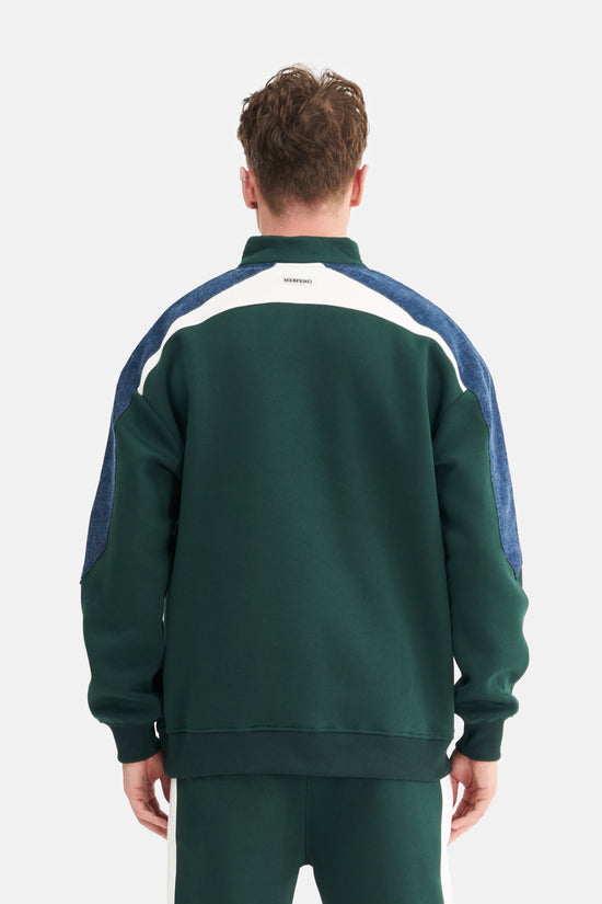 Mesfeno Men's Oversized Sweatshirt with Contrast Sleeve Detail