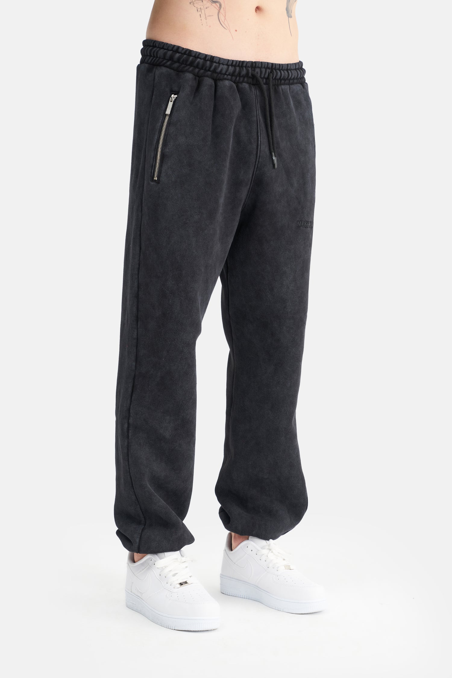 Mesfeno Men’s Elastic Waist and Cuffed Effect Washed Jogger Pants