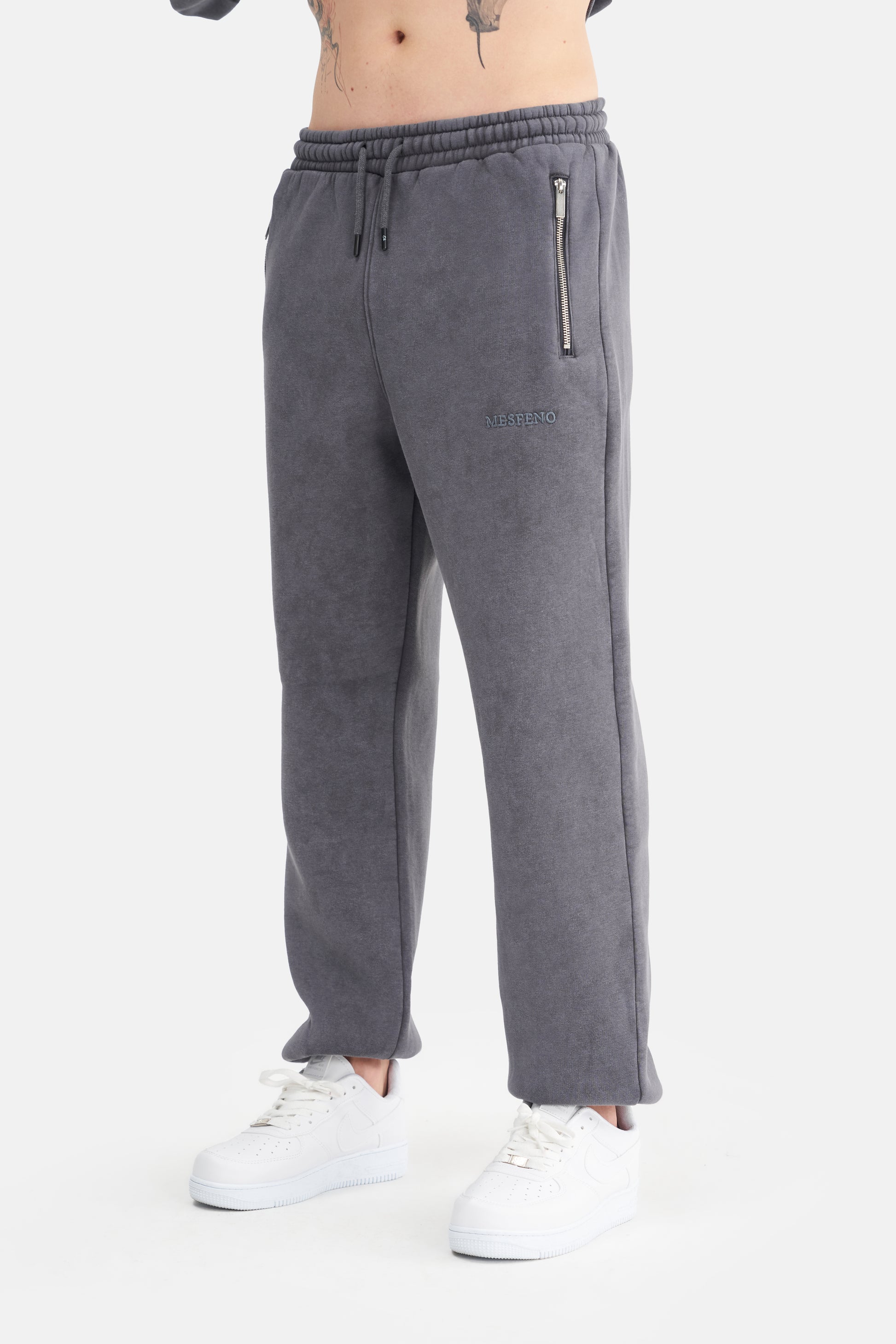 Mesfeno Men’s Elastic Waist and Cuffed Effect Washed Jogger Pants