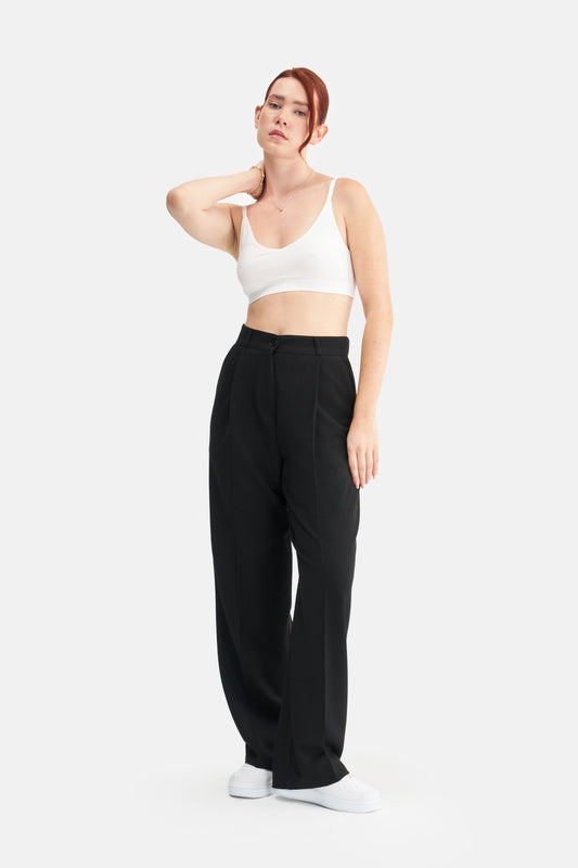 Mesfeno Women's High-Waisted Stretch Single-Pleat Palazzo Pants