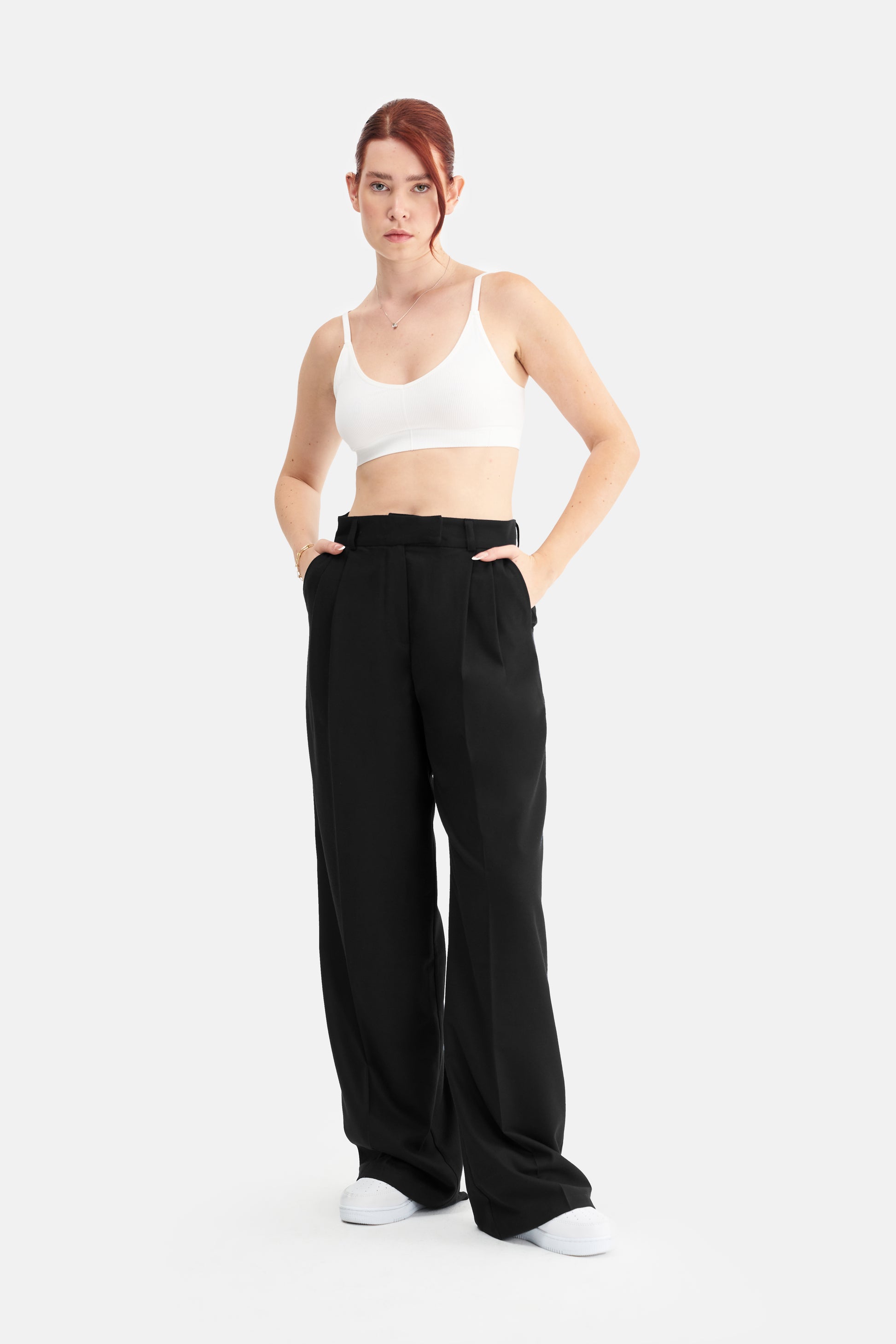 Mesfeno Women's High Waist Stretch Double Pleat Palazzo Pants