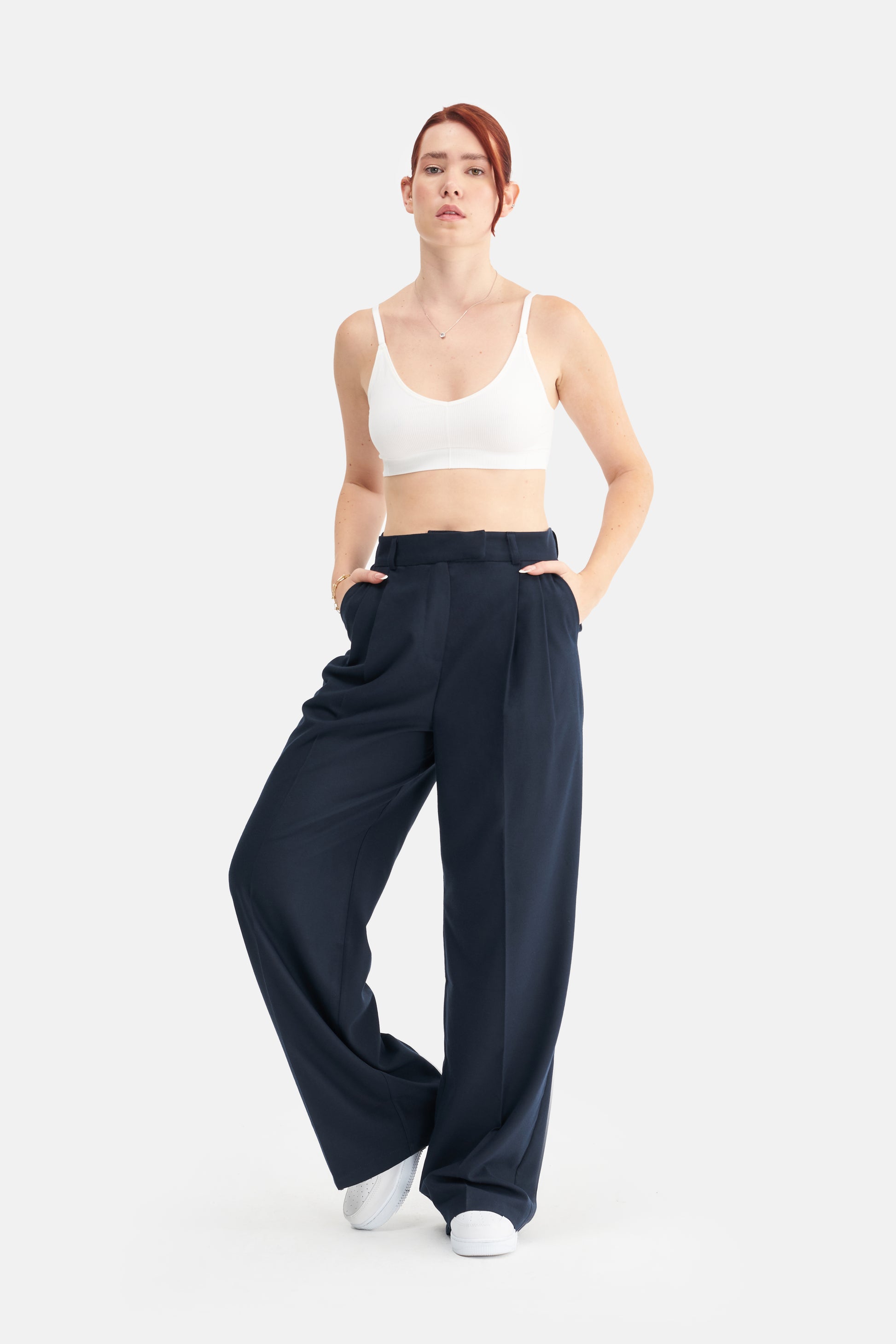 Mesfeno Women's High Waist Stretch Double Pleat Palazzo Pants