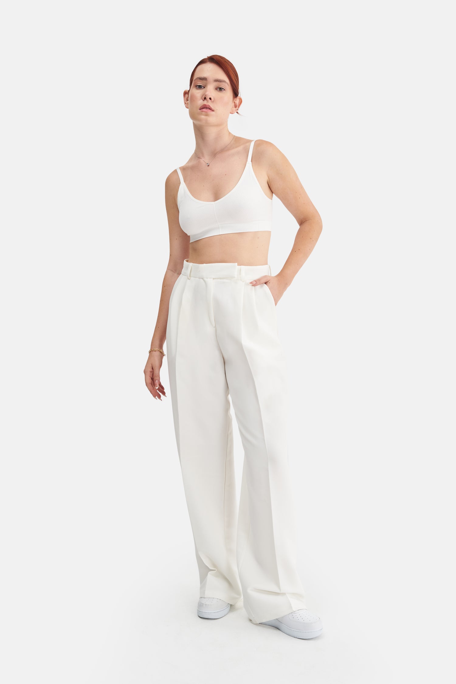 Mesfeno Women's High Waist Stretch Double Pleat Palazzo Pants