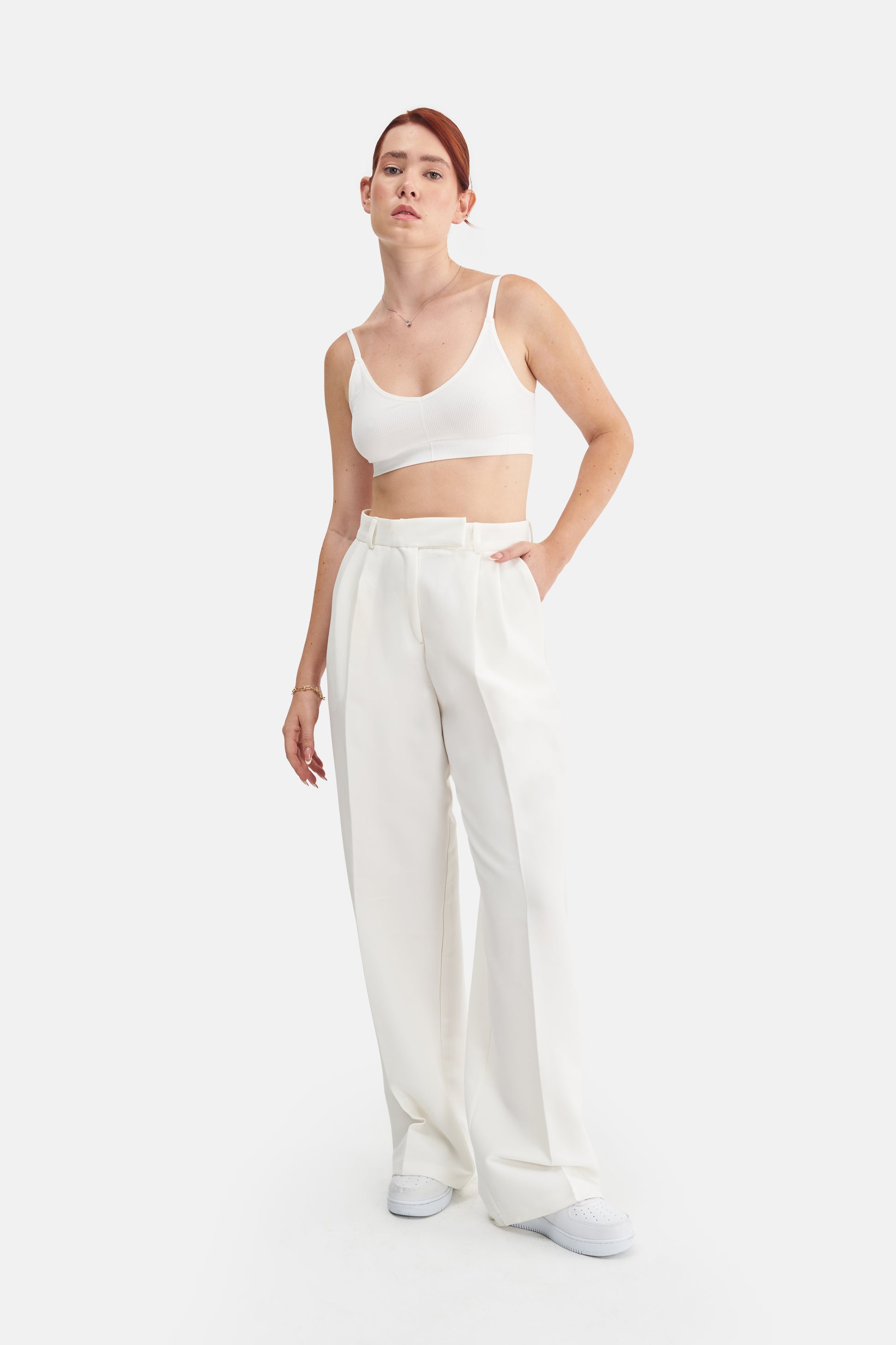 Mesfeno Women's High Waist Stretch Double Pleat Palazzo Pants