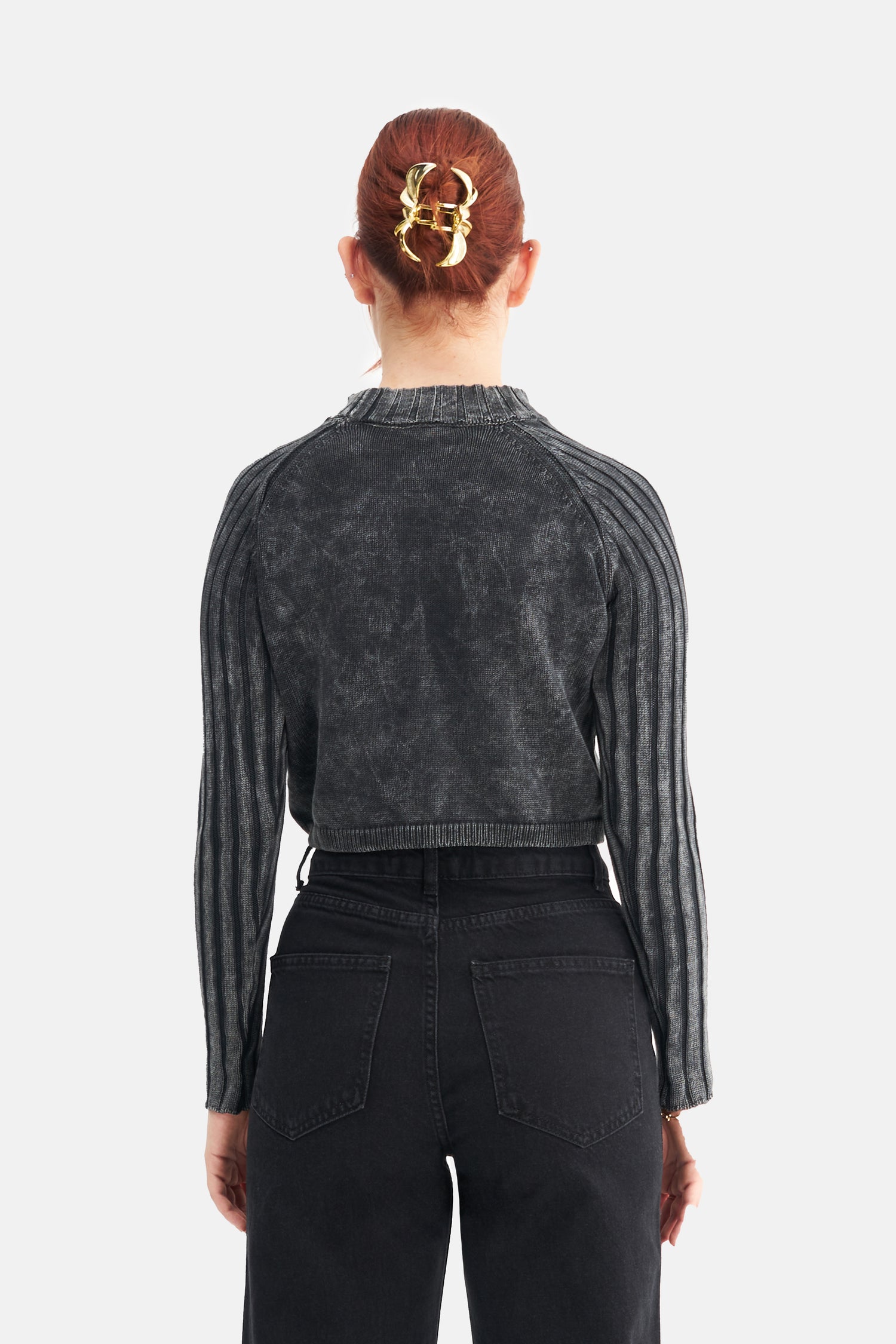 Mesfeno Women's Effect Washed Knit Crop Sweater