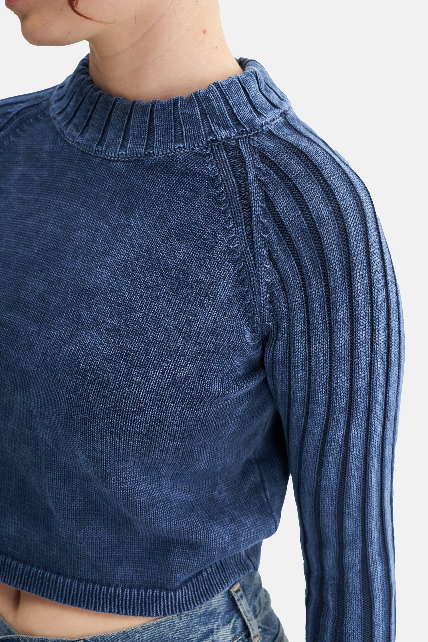 Mesfeno Women's Effect Washed Knit Crop Sweater