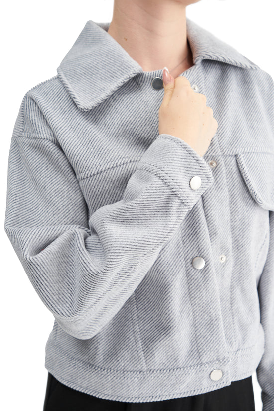 Mesfeno Women's Wool Blend Wide Collar Crop Jacket