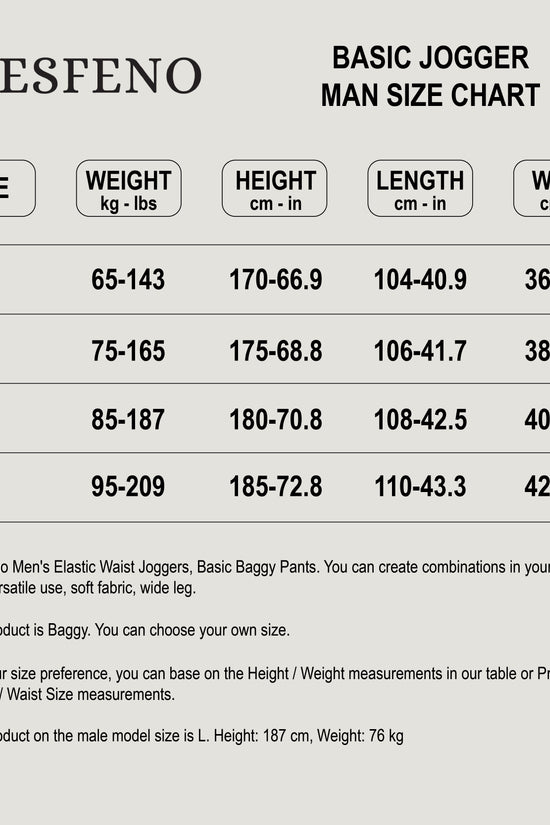 Mesfeno Men’s Elastic Waist Jogger Basic Baggy Pants