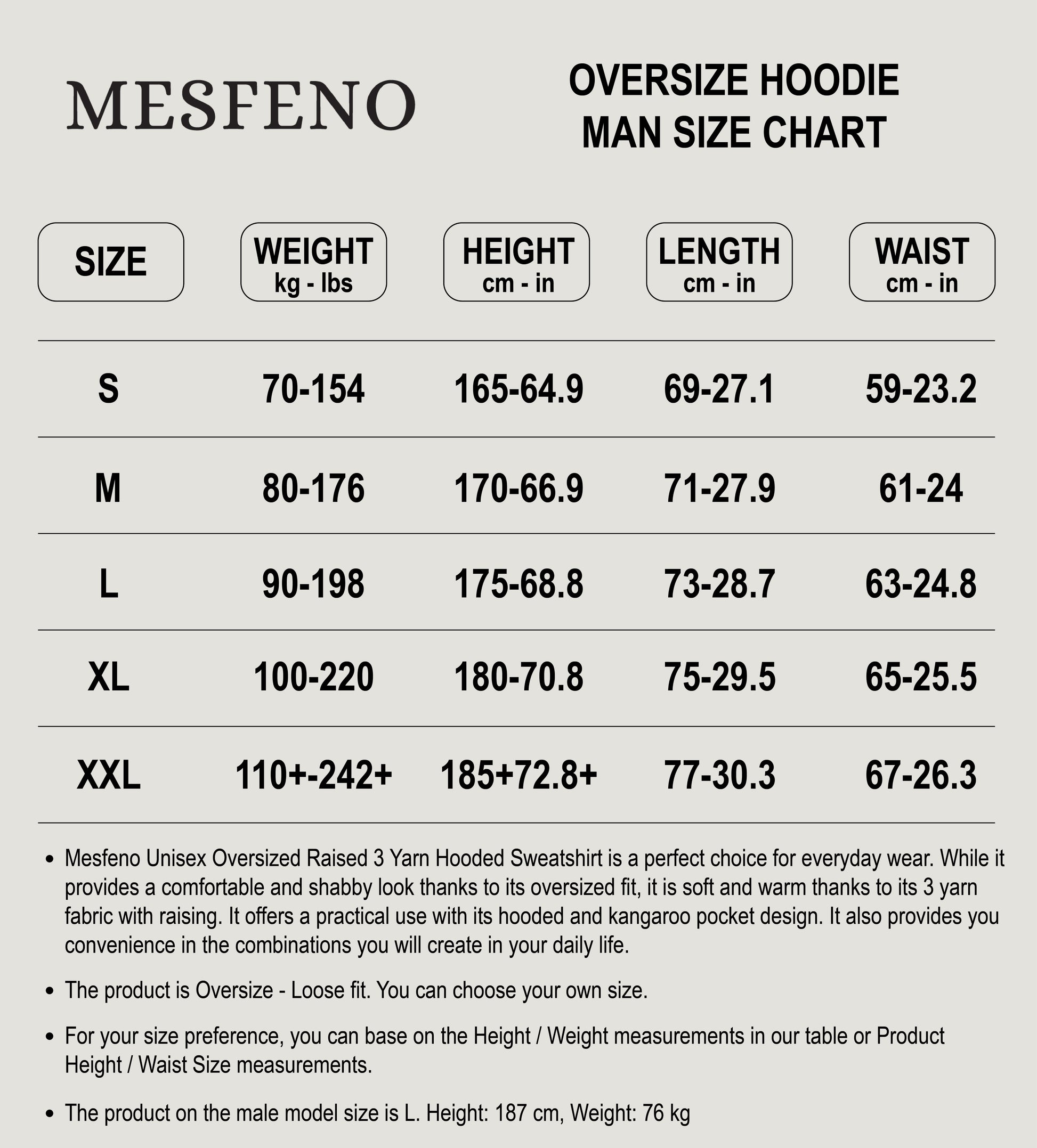 Mesfeno Men's Oversized Washed Fleece 3-Thread Hoodie