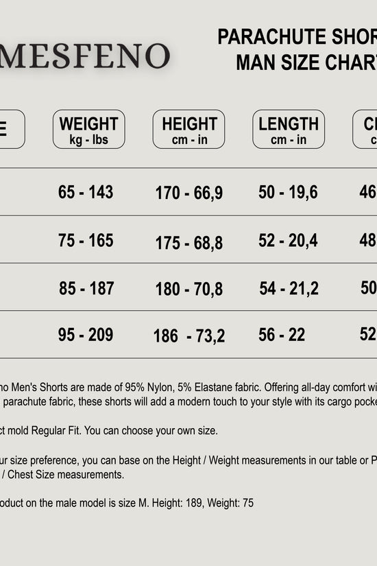 Mesfeno Men's Shorts Lycra Stretch Parachute Fabric