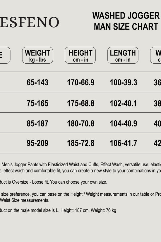 Mesfeno Men’s Elastic Waist and Cuffed Effect Washed Jogger Pants